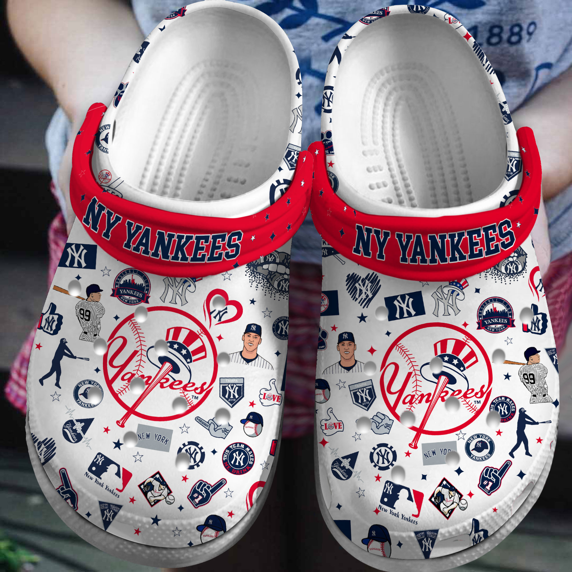 Footwearmerch Premium New York Yankees MLB Sport Crocs Crocband Clogs Shoes For Men Women and Kids