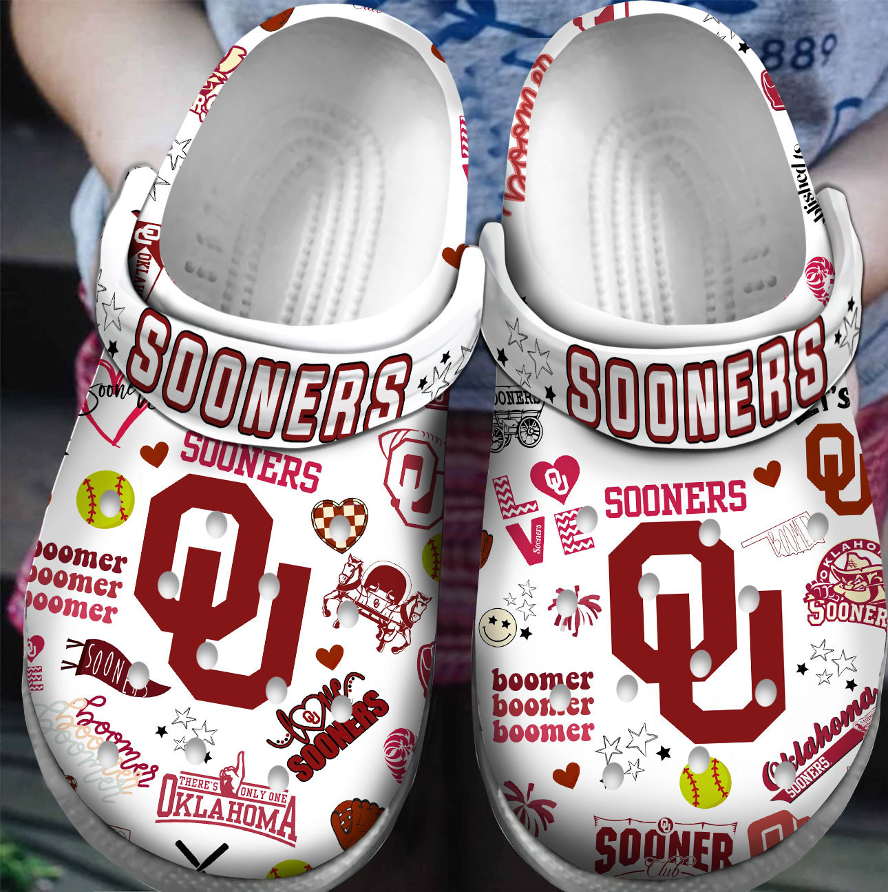 Footwearmerch Premium Oklahoma Sooners NCAA Sport Crocs Crocband Clogs Shoes For Men Women and Kids