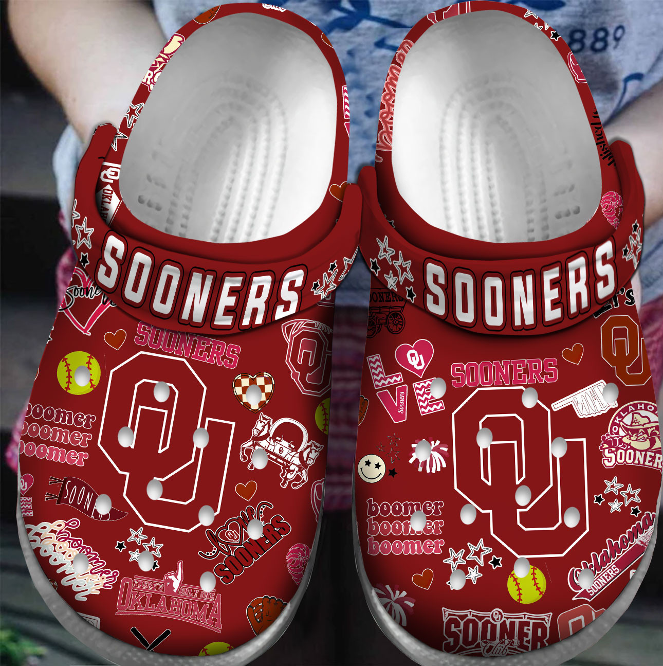 Footwearmerch Premium Oklahoma Sooners NCAA Sport Crocs Crocband Clogs Shoes For Men Women and Kids