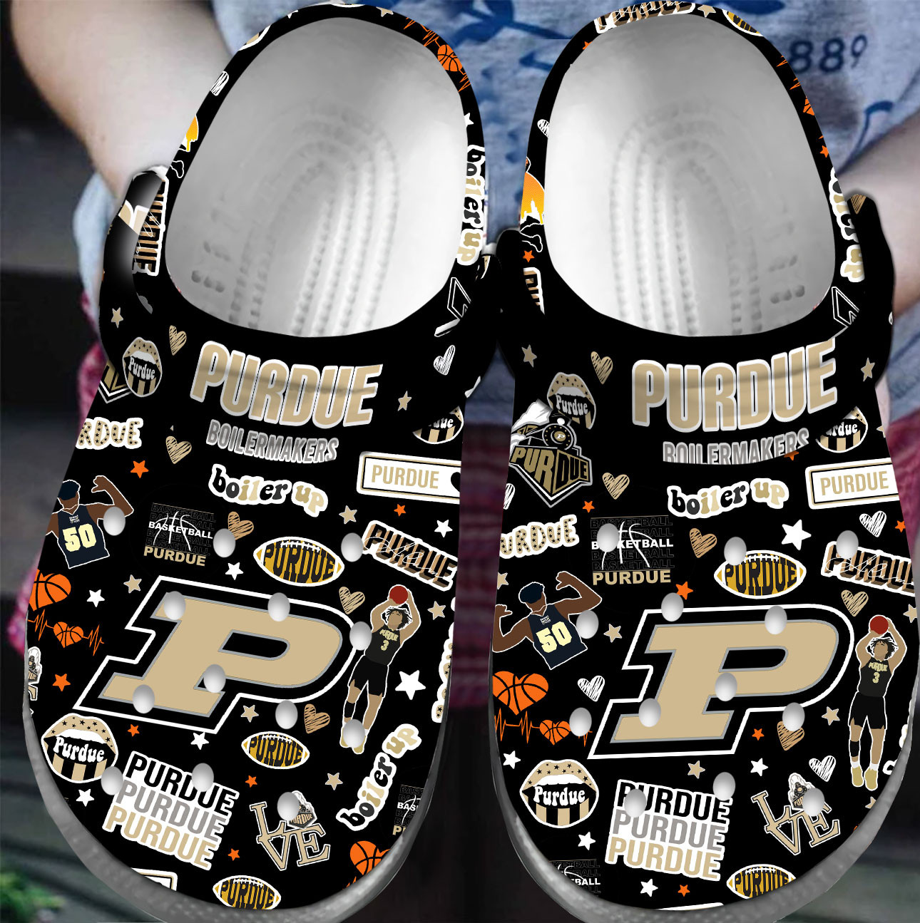 Footwearmerch Premium Purdue Boilermakers NCAA Sport Crocs Crocband Clogs Shoes For Men Women and Kids