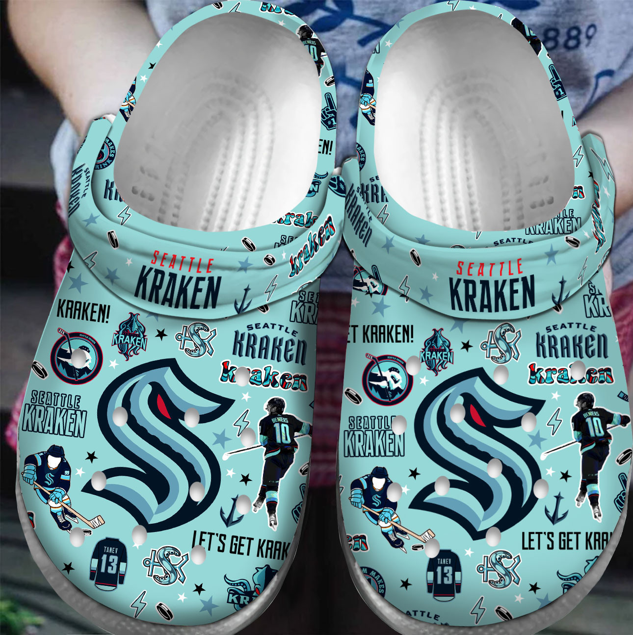 Footwearmerch Premium Seattle Kraken NHL Sport Crocs Crocband Clogs Shoes For Men Women and Kids