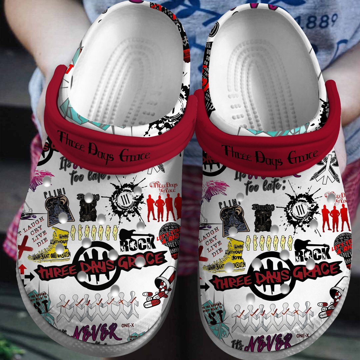 Footwearmerch Three Days Grace Music Crocs Crocband Clogs Shoes Comfortable For Men Women and Kids