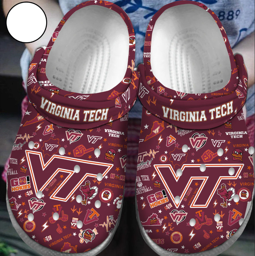 Footwearmerch Premium Virginia Tech NCAA Sport Crocs Crocband Clogs Shoes For Men Women and Kids