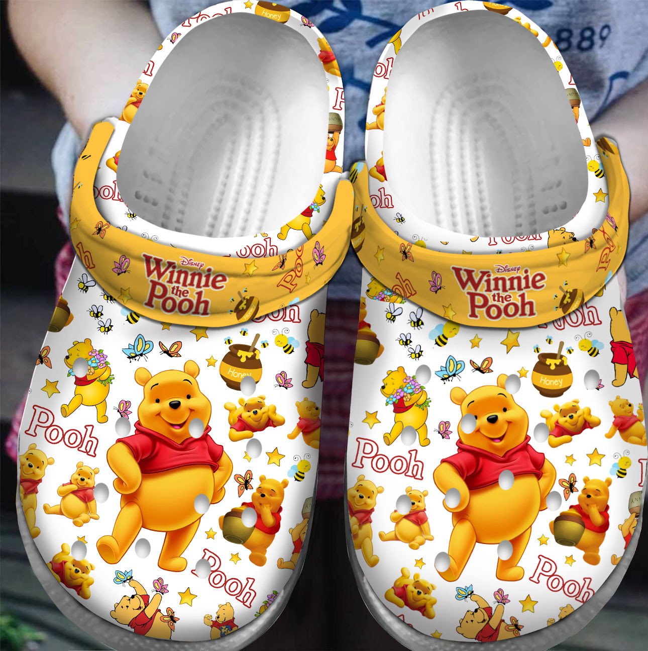 Footwearmerch Premium Winnie the Pooh Cartoon Crocs Crocband Clogs Shoes For Men Women and Kids
