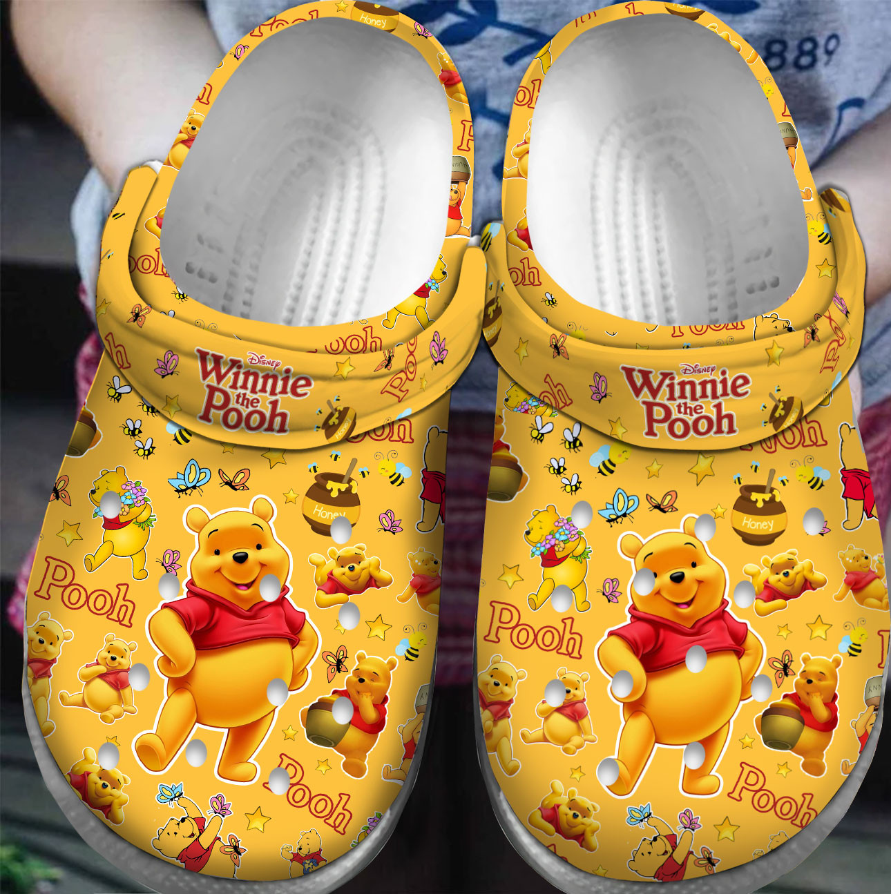 Footwearmerch Premium Winnie the Pooh Cartoon Crocs Crocband Clogs Shoes For Men Women and Kids