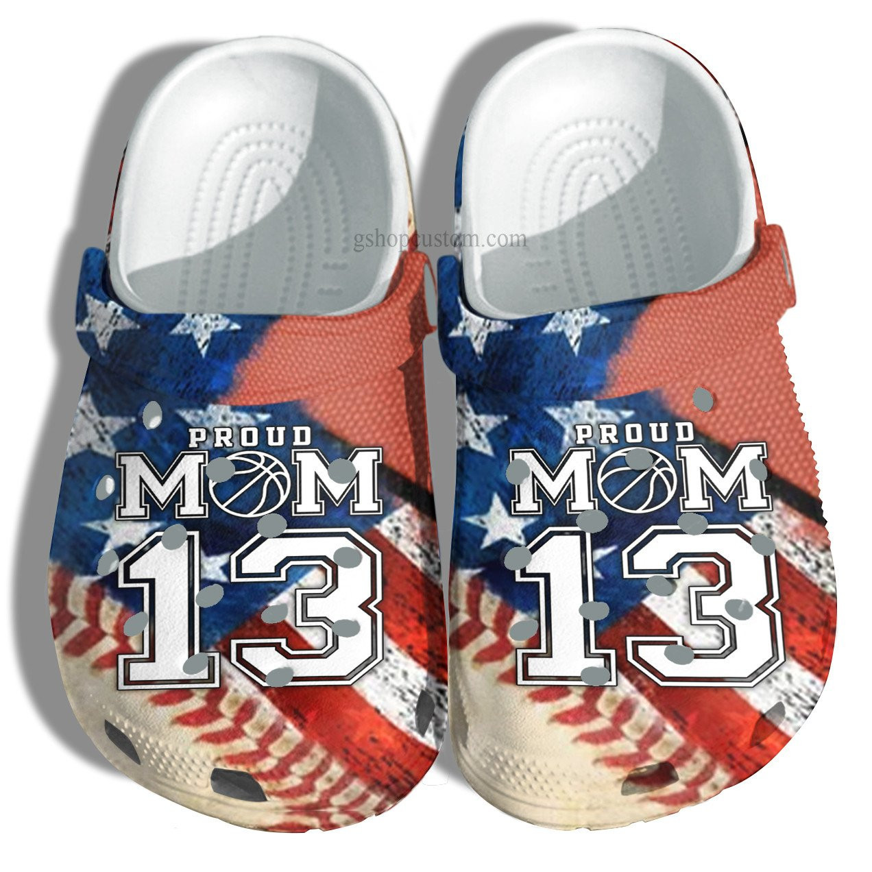 Footwearmerch Pround Mom Basketball Player Croc Shoes Gift Wife Birthday- Basketball Mom Supporter Son Player Shoes Gift Women