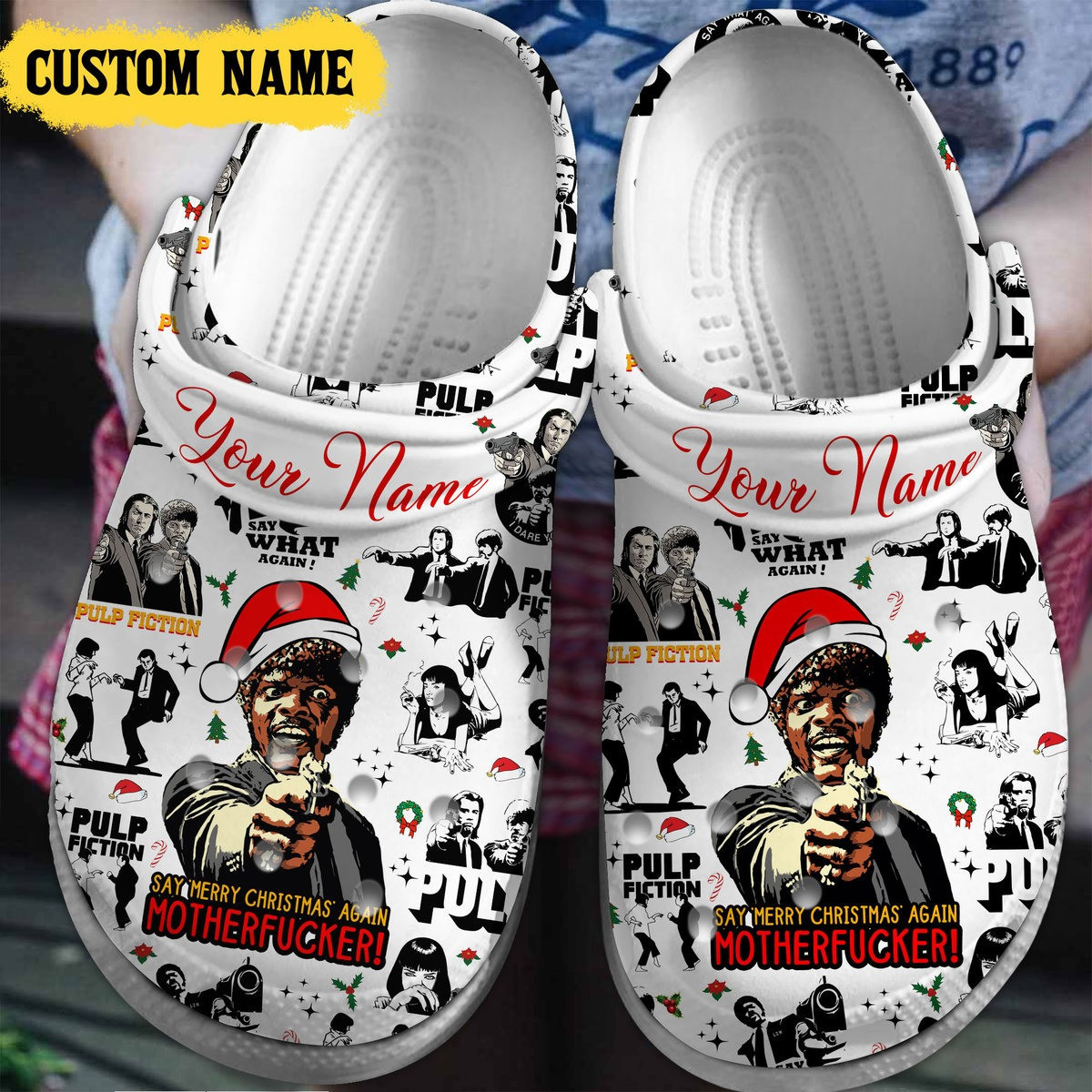 Footwearmerch Pulp Fiction Movie Crocs Crocband Clogs Shoes Comfortable For Men Women and Kids
