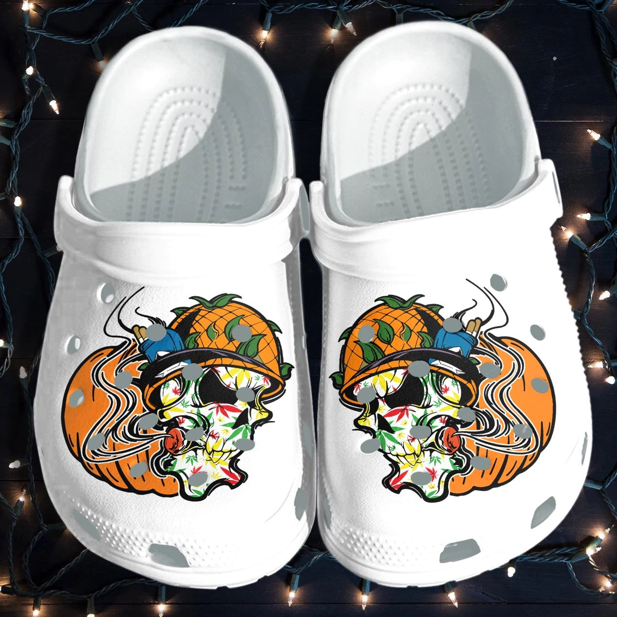 Footwearmerch Pumpkin Skull Weed clog Shoescannabis Marijuana 420 Weed Clog Shoes For Men Women Halloween Gifts Ht