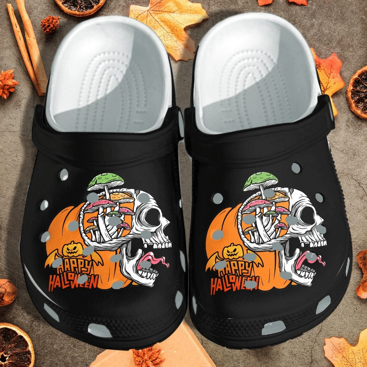 Footwearmerch Pumpkin Skull Weed clog Shoescannabis Marijuana 420 Weed Clog Shoes For Men Women Halloween Gifts Ht