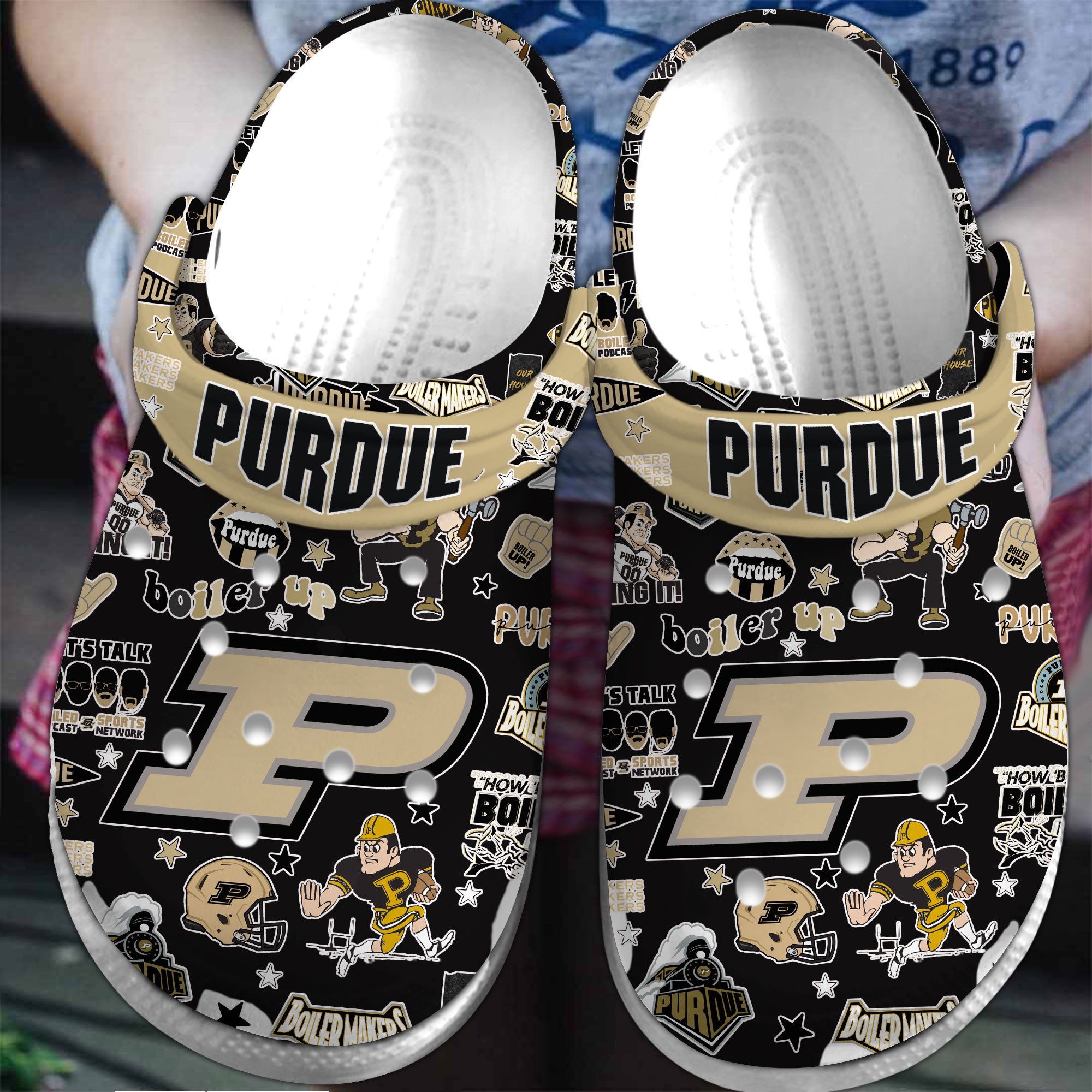 Footwearmerch Purdue Boilermakers NCAA Sport Crocs Crocband Clogs Shoes Comfortable For Men Women and Kids