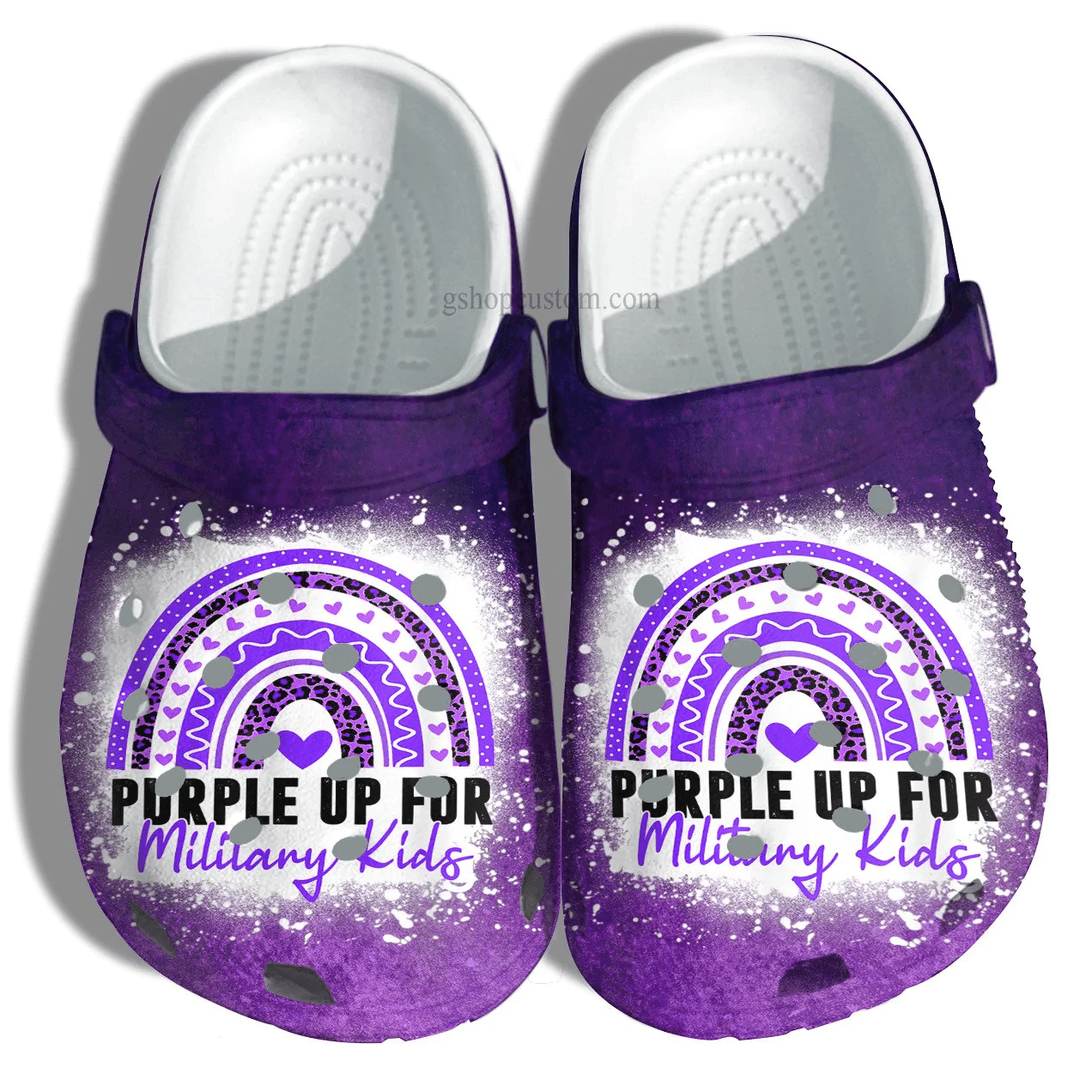Footwearmerch Purple Up For Military Kids Shoes For Son Daughter - Purple Rainbow Military Kid Shoes Croc Clogs