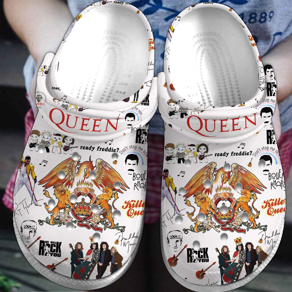 Footwearmerch Queen Music Crocs Crocband Clogs Shoes Comfortable For Men Women and Kids