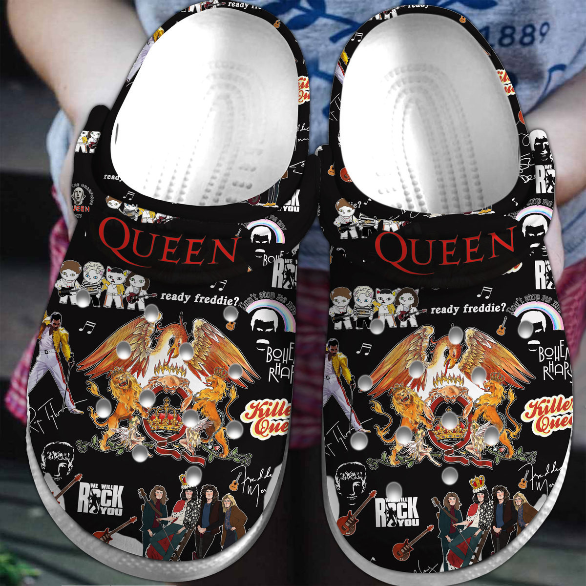 Footwearmerch Queen Music Crocs Crocband Clogs Shoes Comfortable For Men Women and Kids