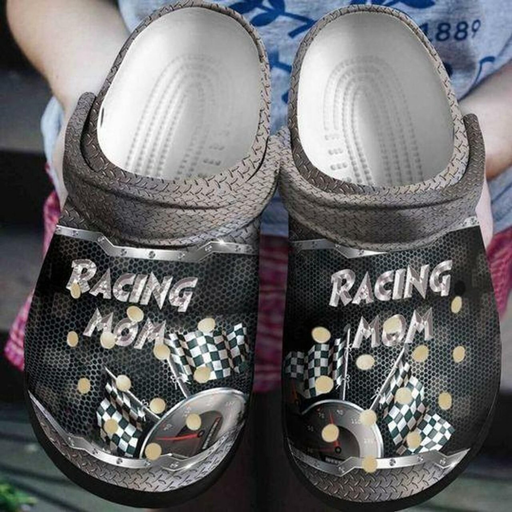 Footwearmerch Racing Mom Flag Personalized Gift For Lover Rubber clog Shoes Comfy Footwear
