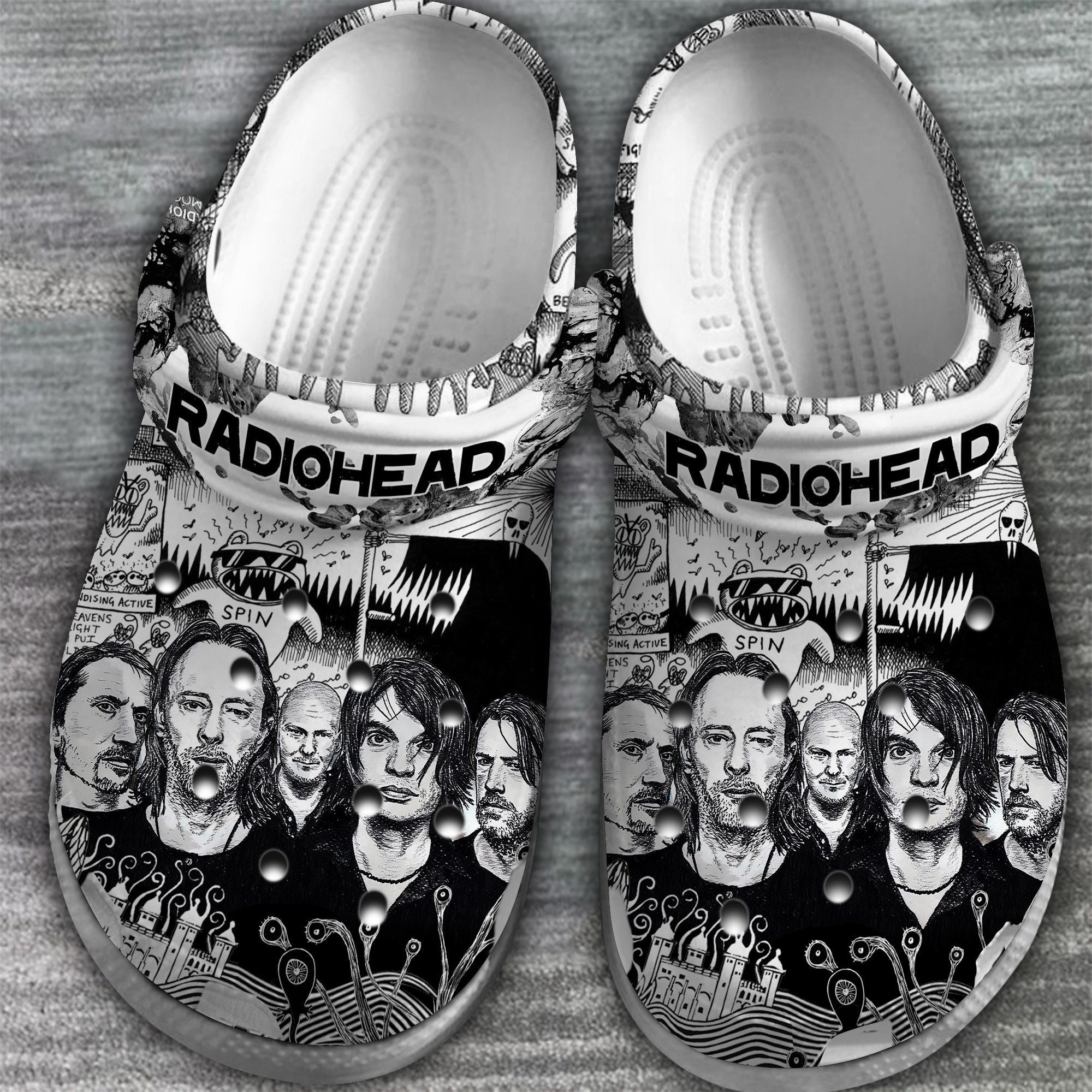 Footwearmerch Radiohead Band Music Crocs Crocband Clogs Shoes Comfortable For Men Women and Kids