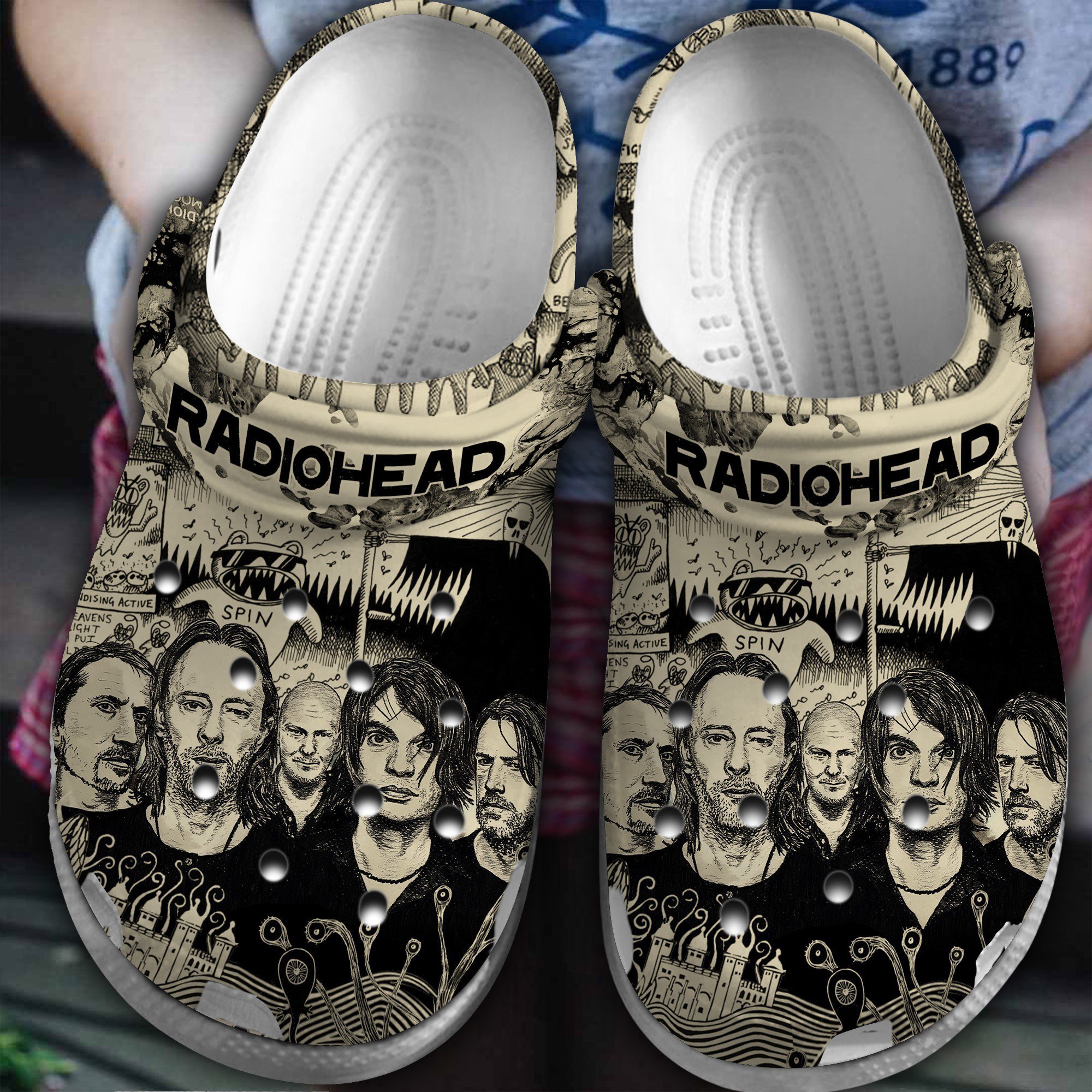 Footwearmerch Radiohead Band Music Crocs Crocband Clogs Shoes Comfortable For Men Women and Kids