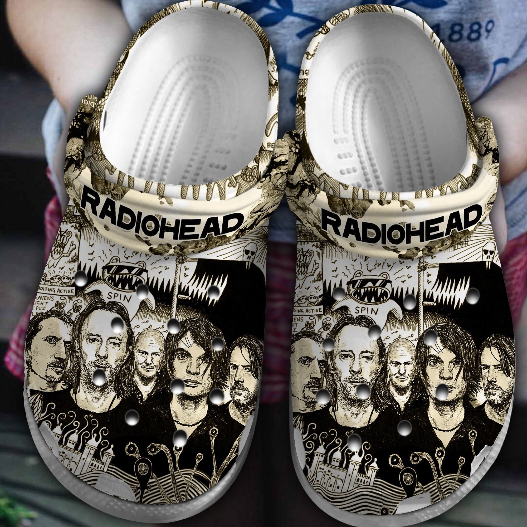 Footwearmerch Radiohead Band Music Crocs Crocband Clogs Shoes Comfortable For Men Women and Kids