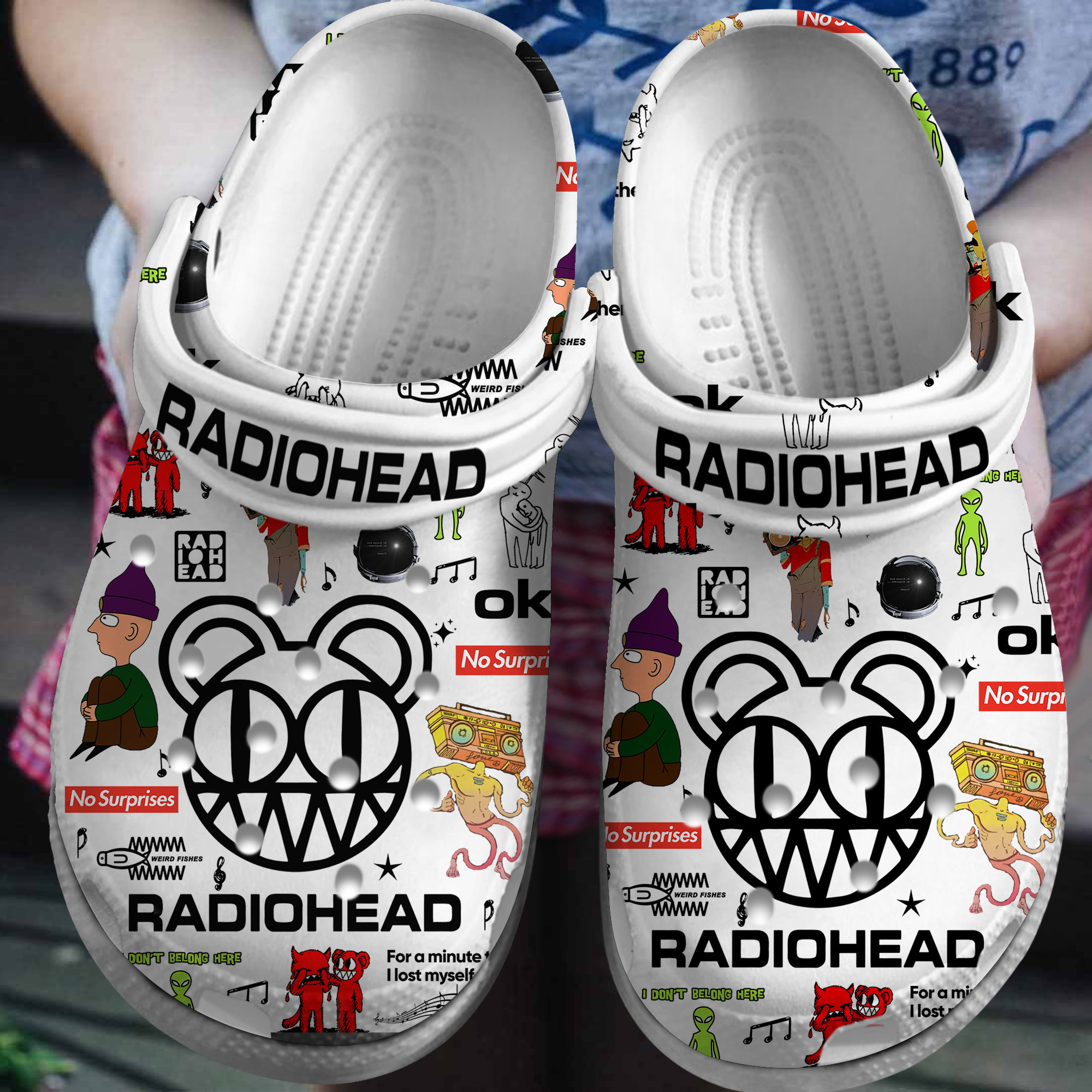 Footwearmerch Radiohead Music Crocs Crocband Clogs Shoes Comfortable For Men Women and Kids