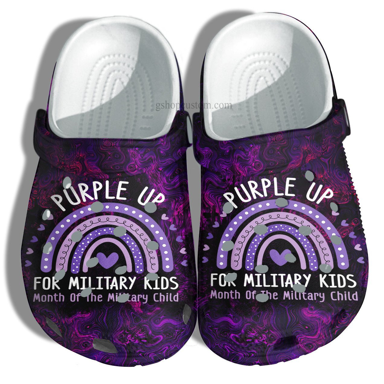 Footwearmerch Rainbow Purple Up For Military Kids Shoes For Son Daughter - Purple Rainbow Military Kid Shoes Croc Clogs