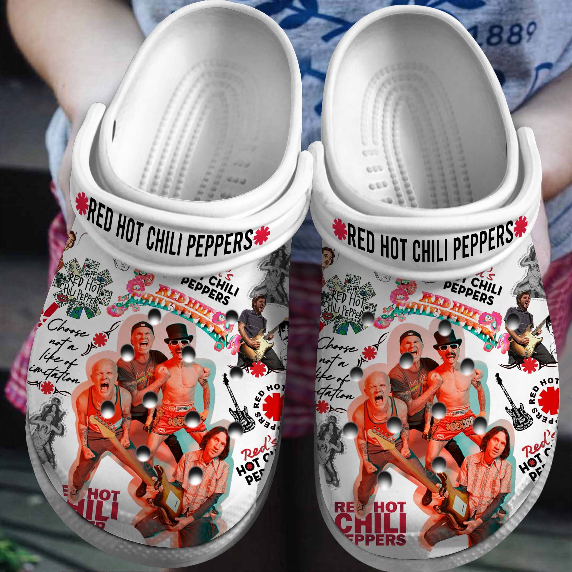 Footwearmerch Red Hot Chili Peppers Band Music Crocs Crocband Clogs Shoes Comfortable For Men Women and Kids