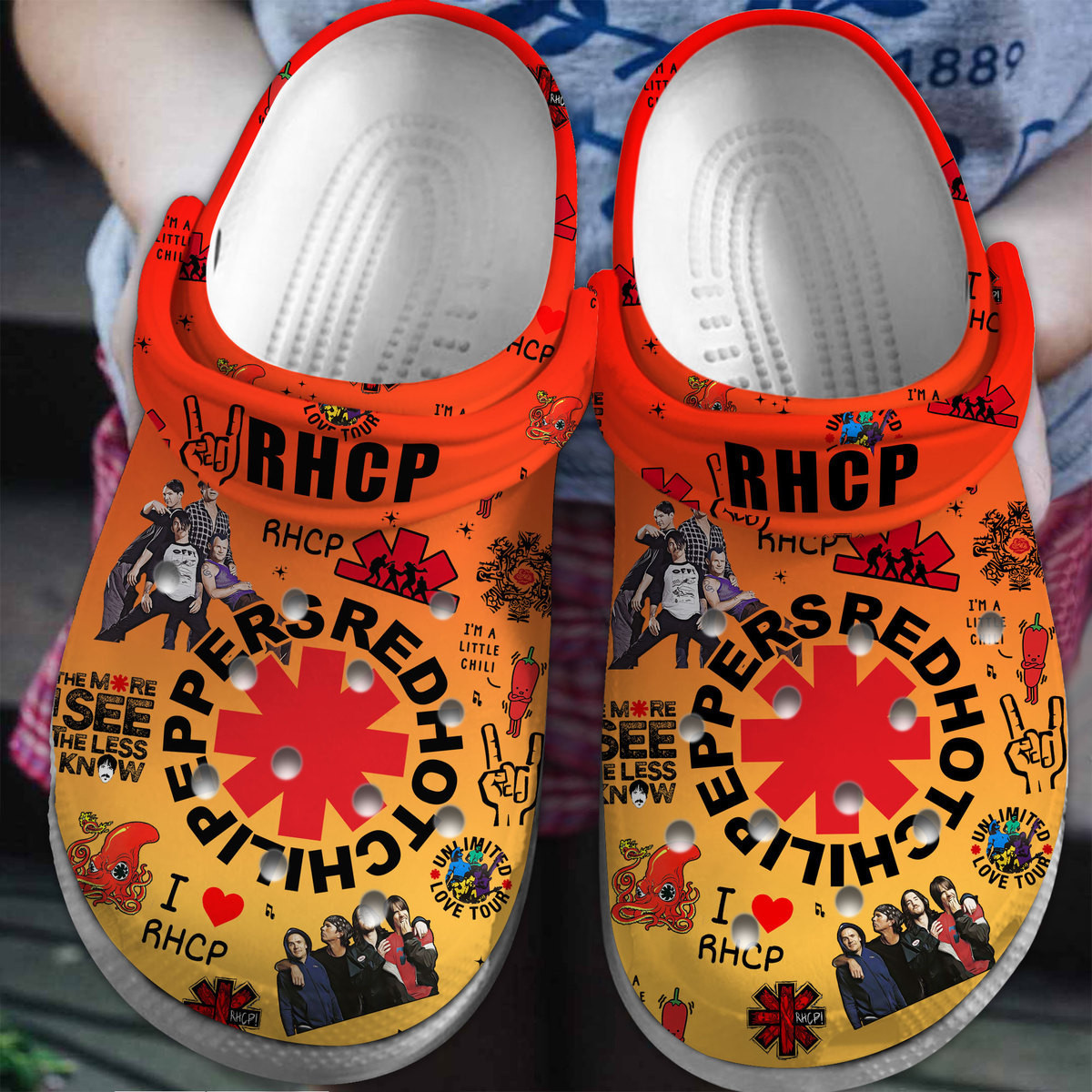 Footwearmerch Red Hot Chili Peppers Music Crocs Crocband Clogs Shoes Comfortable For Men Women and Kids