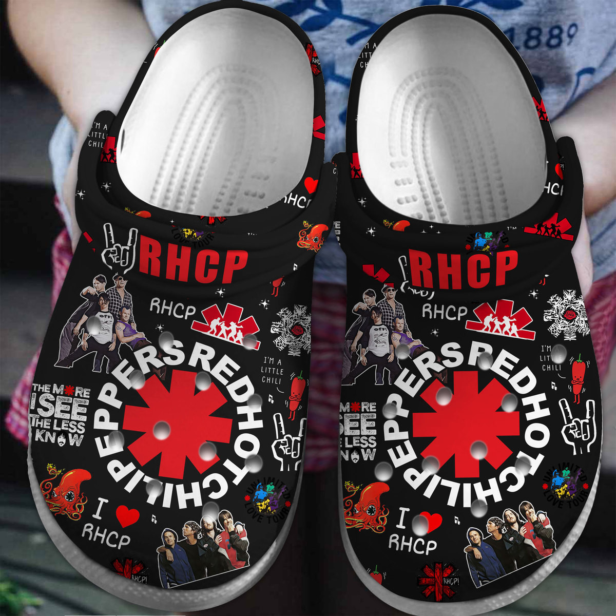 Footwearmerch Red Hot Chili Peppers Music Crocs Crocband Clogs Shoes Comfortable For Men Women and Kids