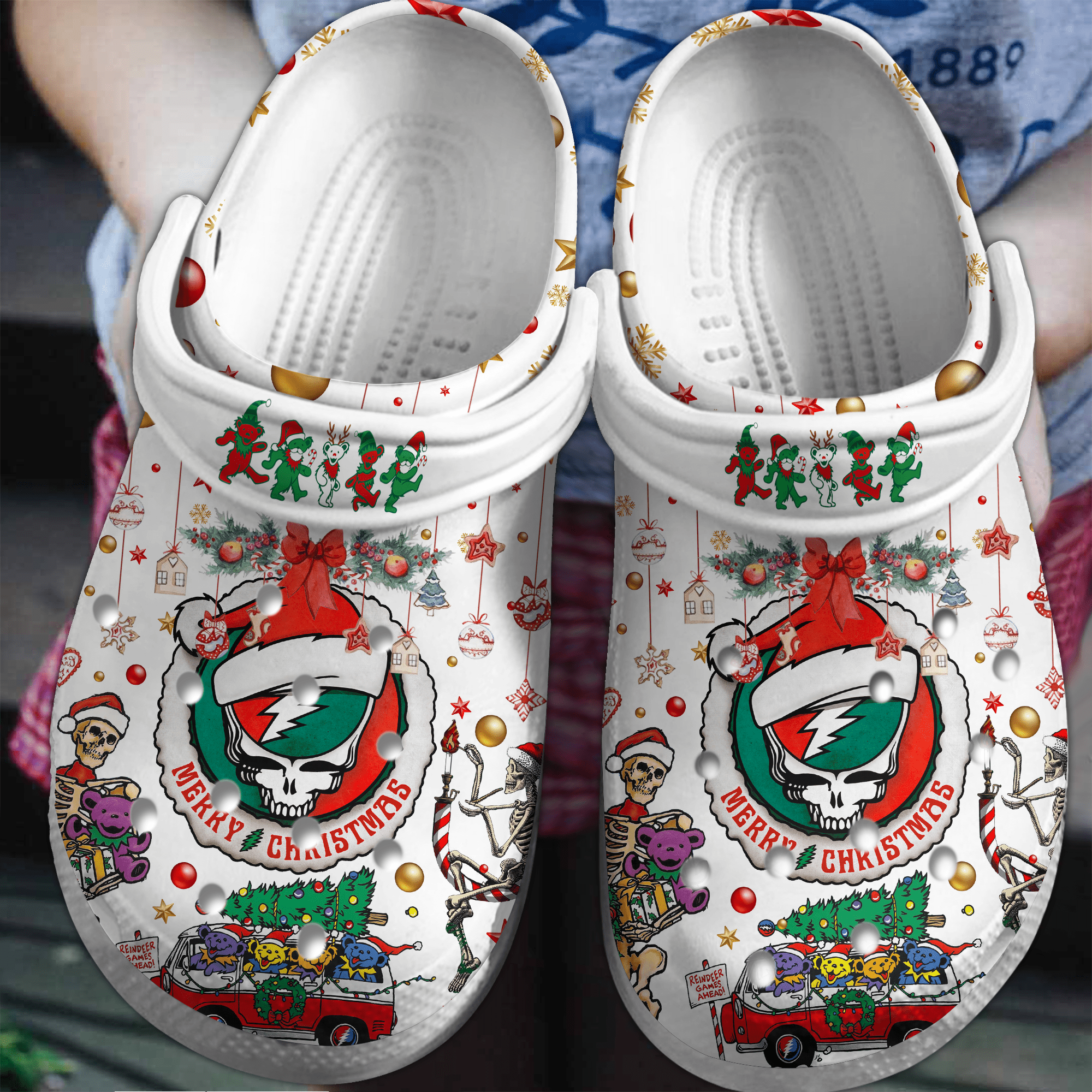 Footwearmerch Reindeer Games Ahead Grateful Dead Music Crocs Crocband Clogs Shoes Comfortable For Men Women and Kids
