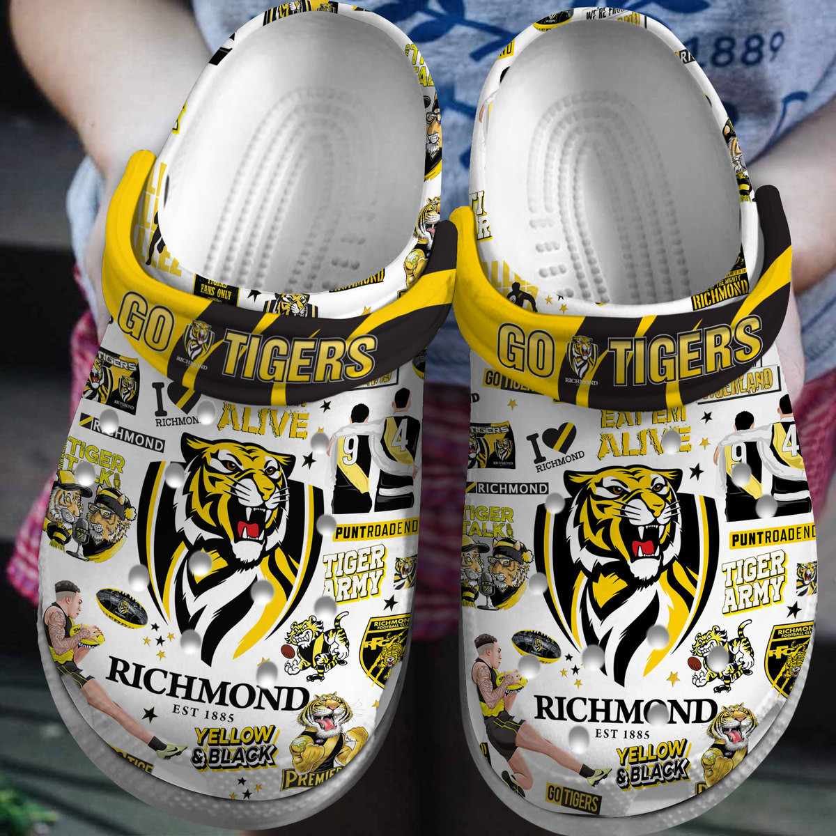 Footwearmerch Richmond AFL Sport Crocs Crocband Clogs Shoes Comfortable For Men Women and Kids