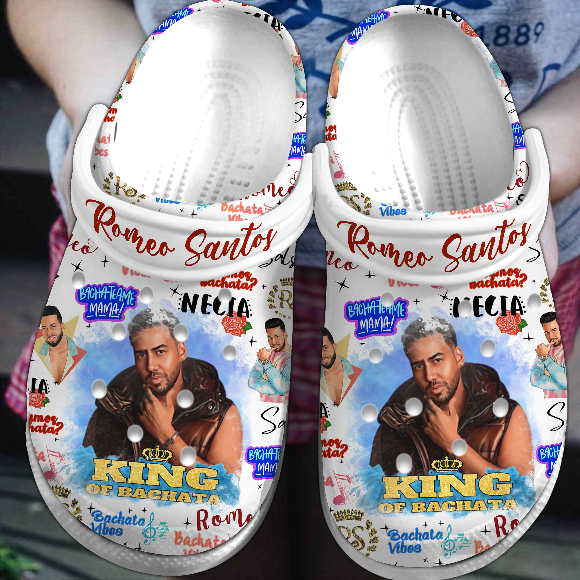 Footwearmerch Romeo Santos Music Crocs Crocband Clogs Shoes Comfortable For Men Women and Kids