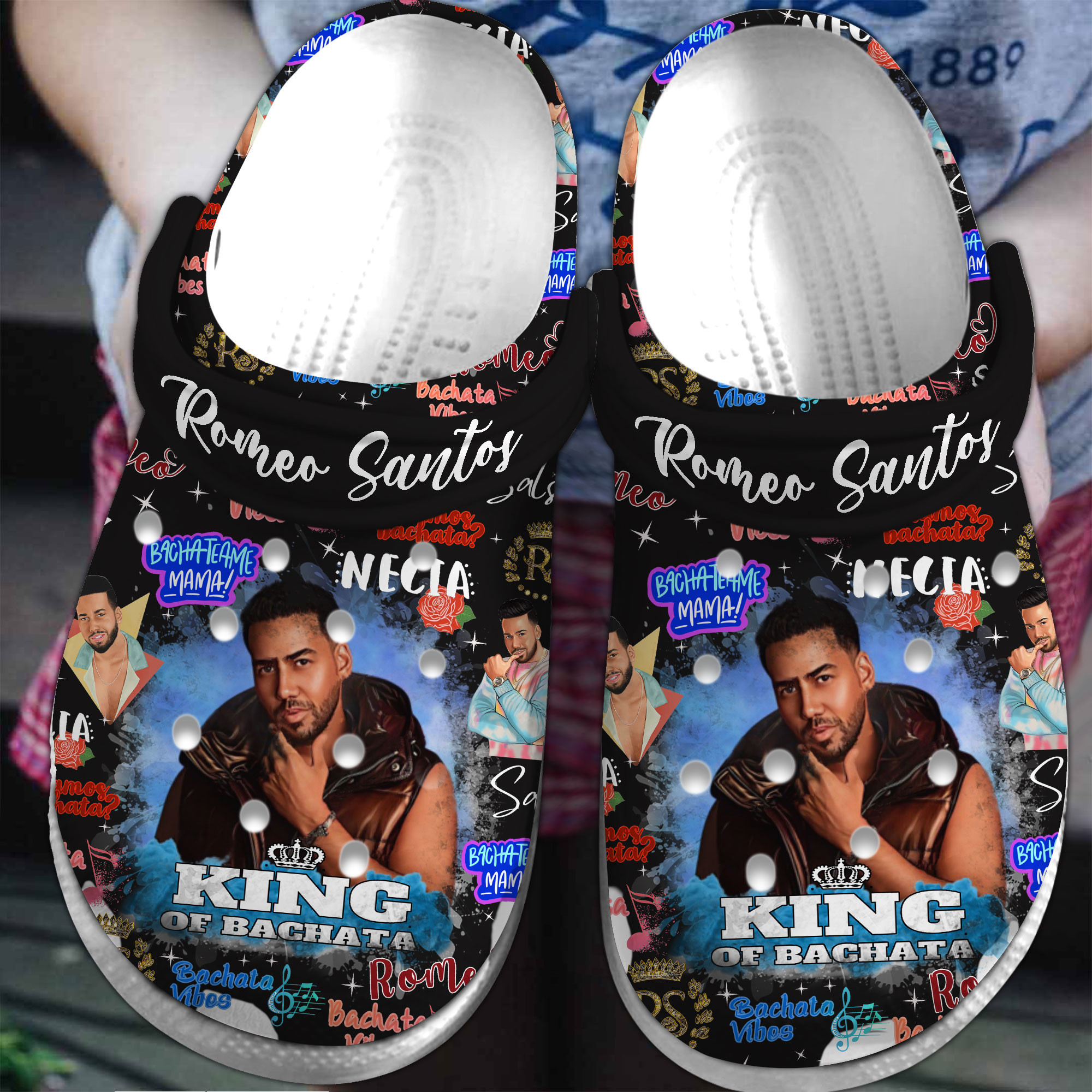 Footwearmerch Romeo Santos Music Crocs Crocband Clogs Shoes Comfortable For Men Women and Kids