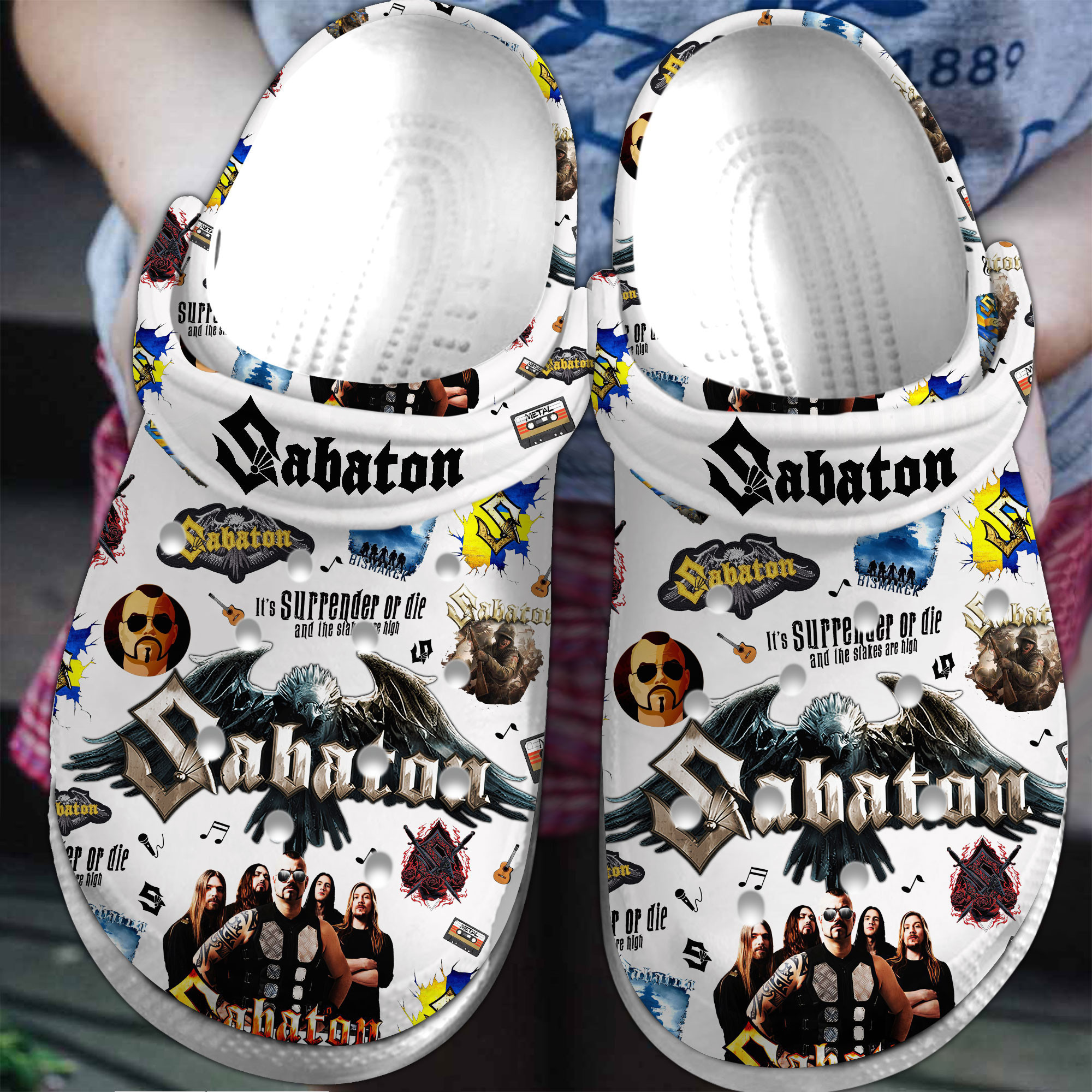 Footwearmerch Sabaton music Crocs Crocband Clogs Shoes Comfortable For Men Women and Kids