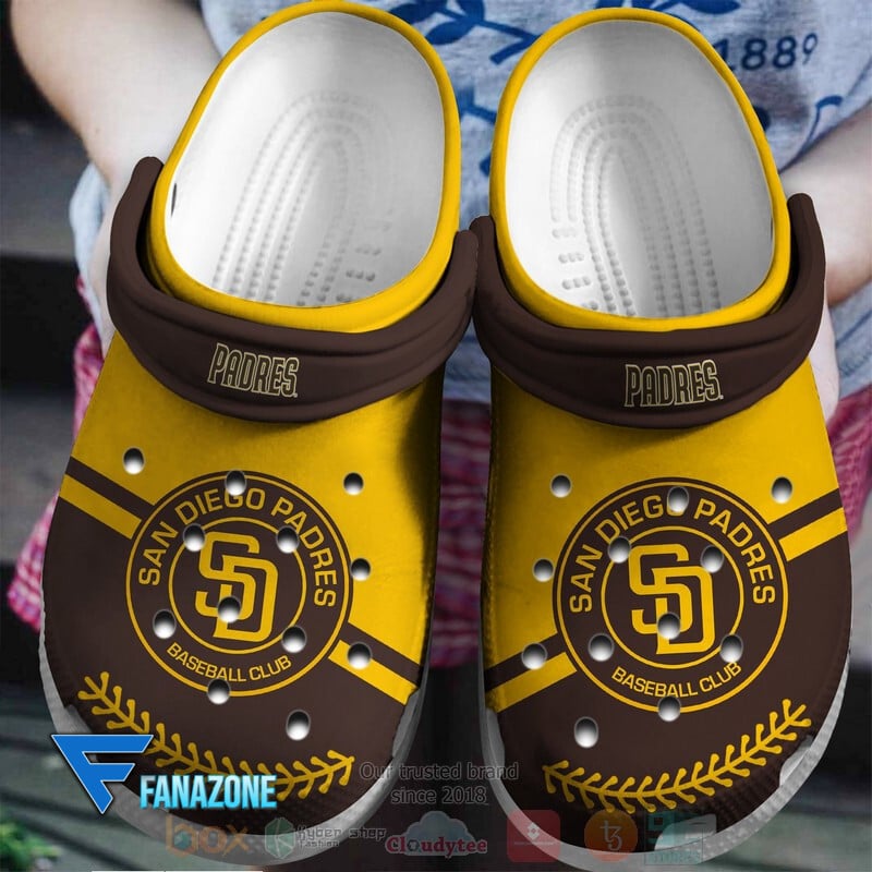 Footwearmerch San Diego Padres Brown-Yellow MLB Sport Crocs Clogs Crocband Shoes Comfortable For Men Women and Kids