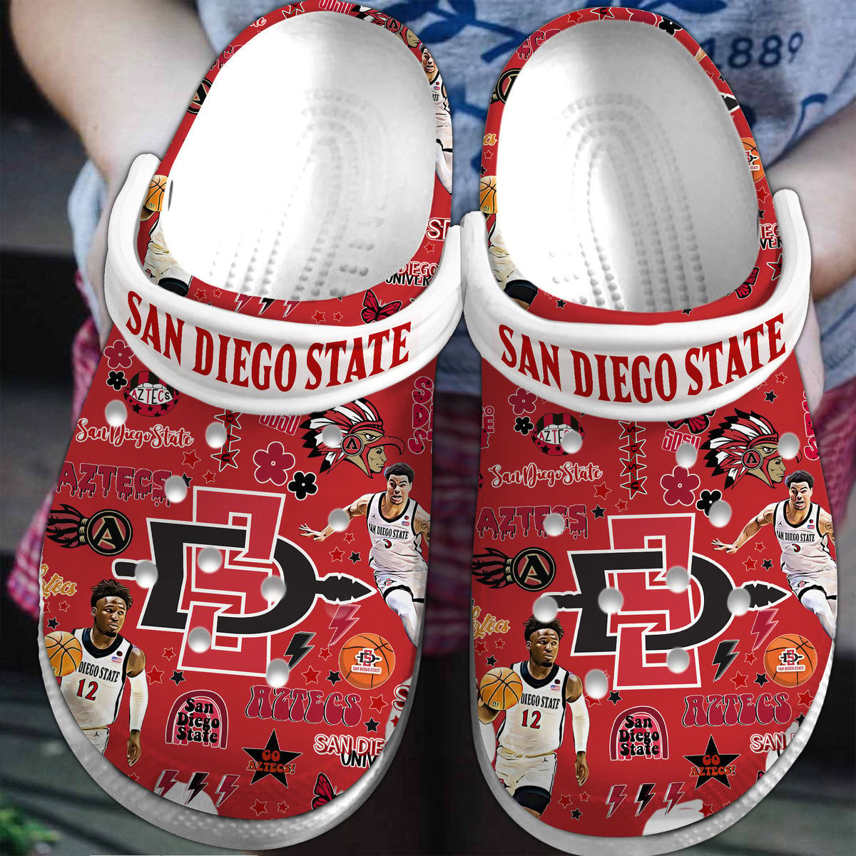 Footwearmerch San Diego State Aztecs NCAA Sport Crocs Crocband Clogs Shoes Comfortable For Men Women and Kids