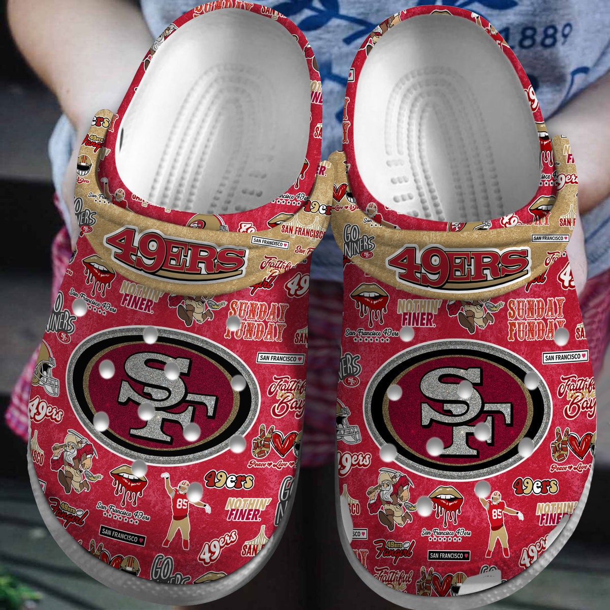 Footwearmerch San Francisco 49ers NFL Sport Crocs Crocband Clogs Shoes Comfortable For Men Women and Kids