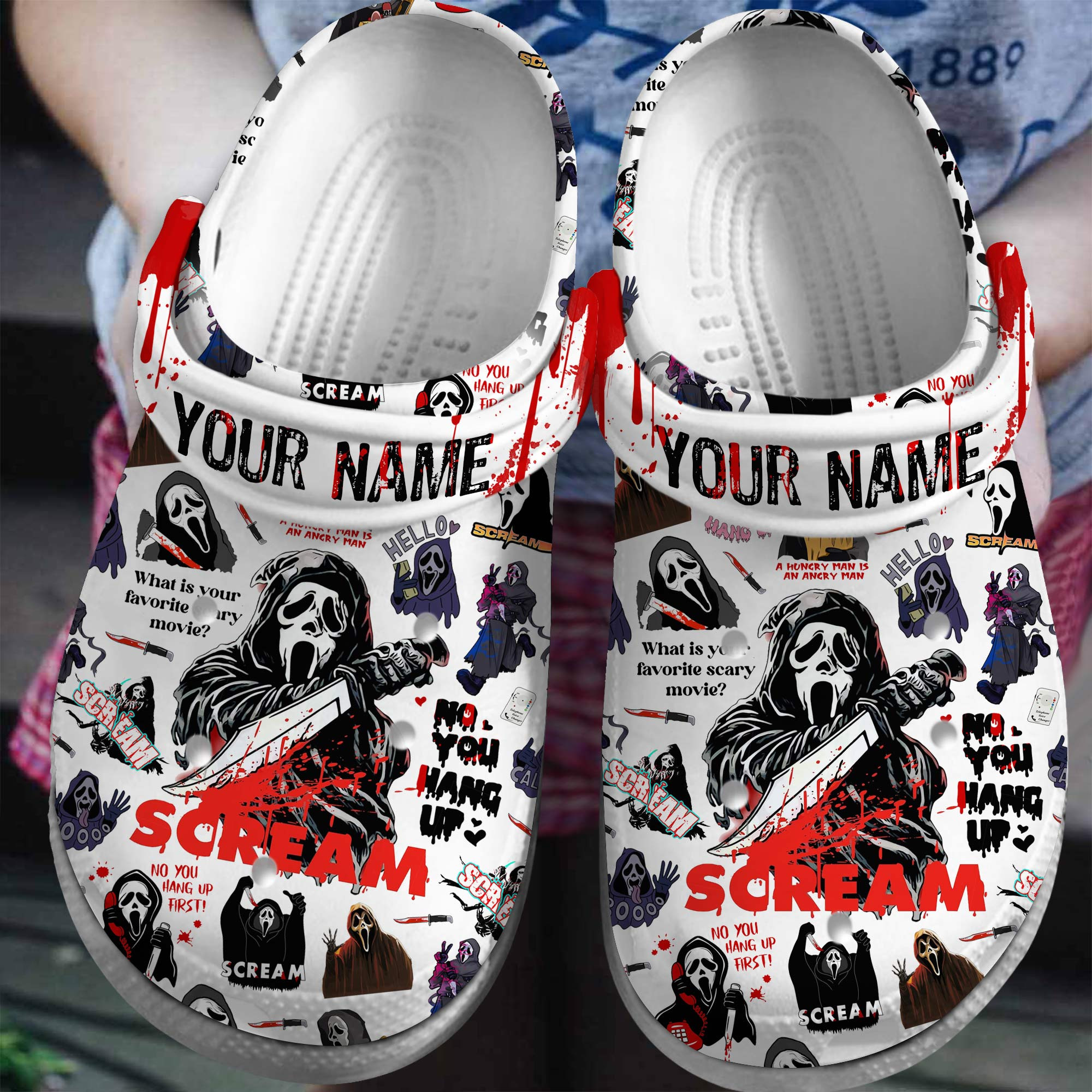 Footwearmerch Scream Movie Halloween Crocs Crocband Clogs Shoes Comfortable For Men Women and Kids
