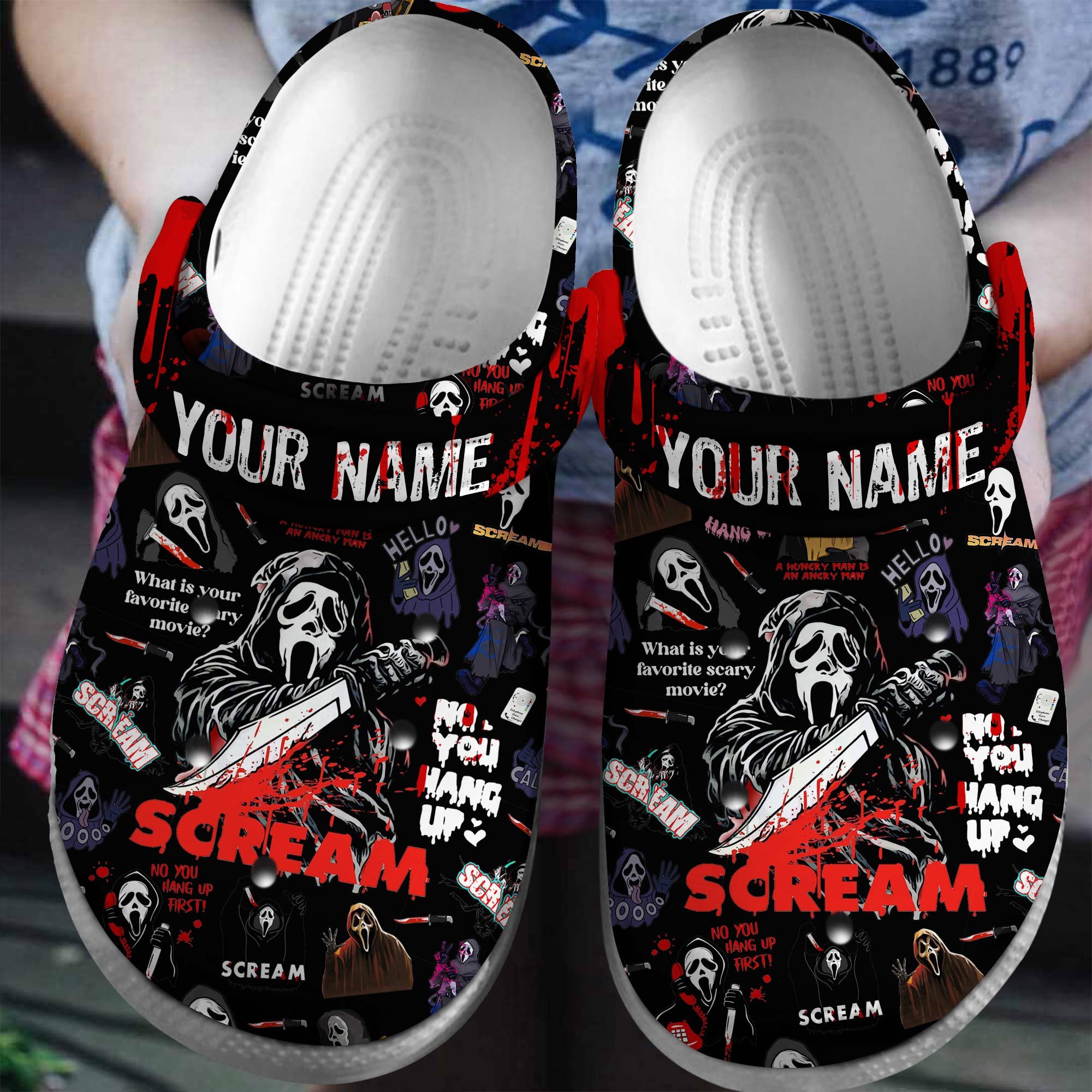 Footwearmerch Scream Movie Halloween Crocs Crocband Clogs Shoes Comfortable For Men Women and Kids
