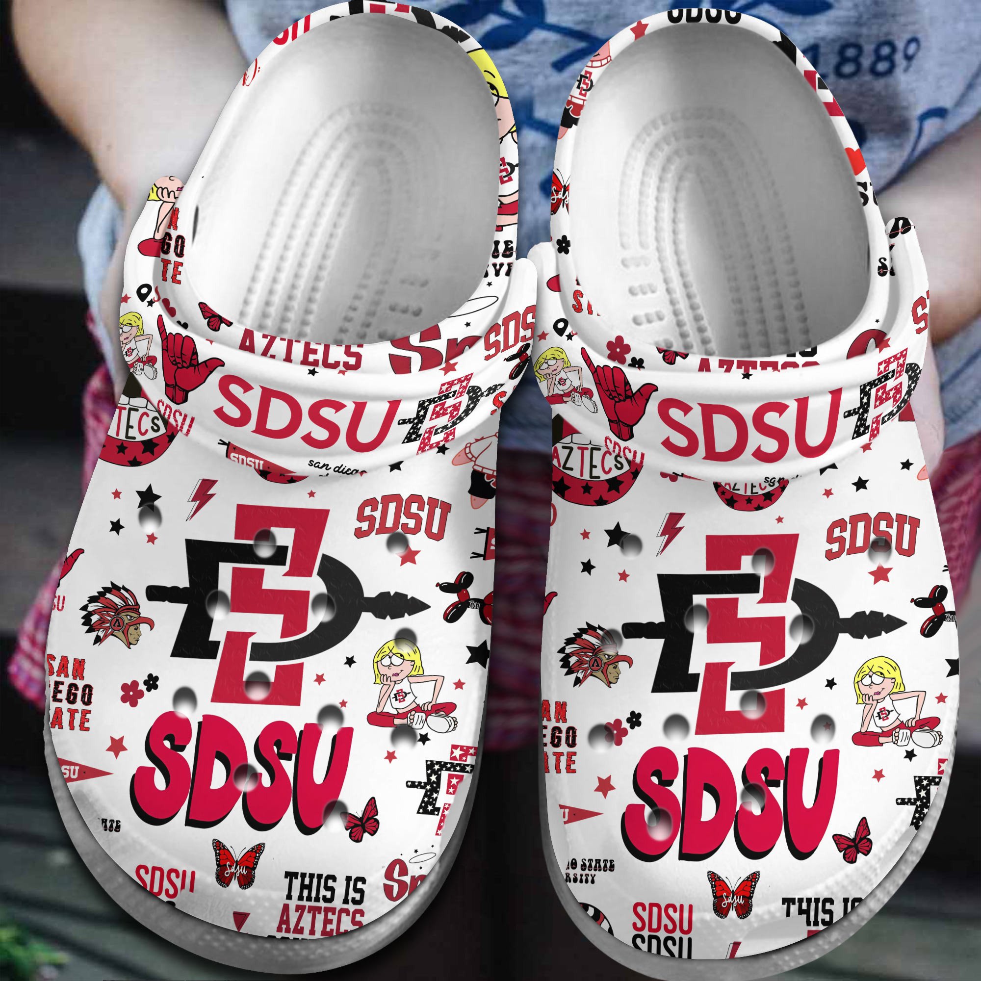 Footwearmerch SDSU San Diego State Aztecs NCAA Sport Crocs Crocband Clogs Shoes Comfortable For Men Women and Kids