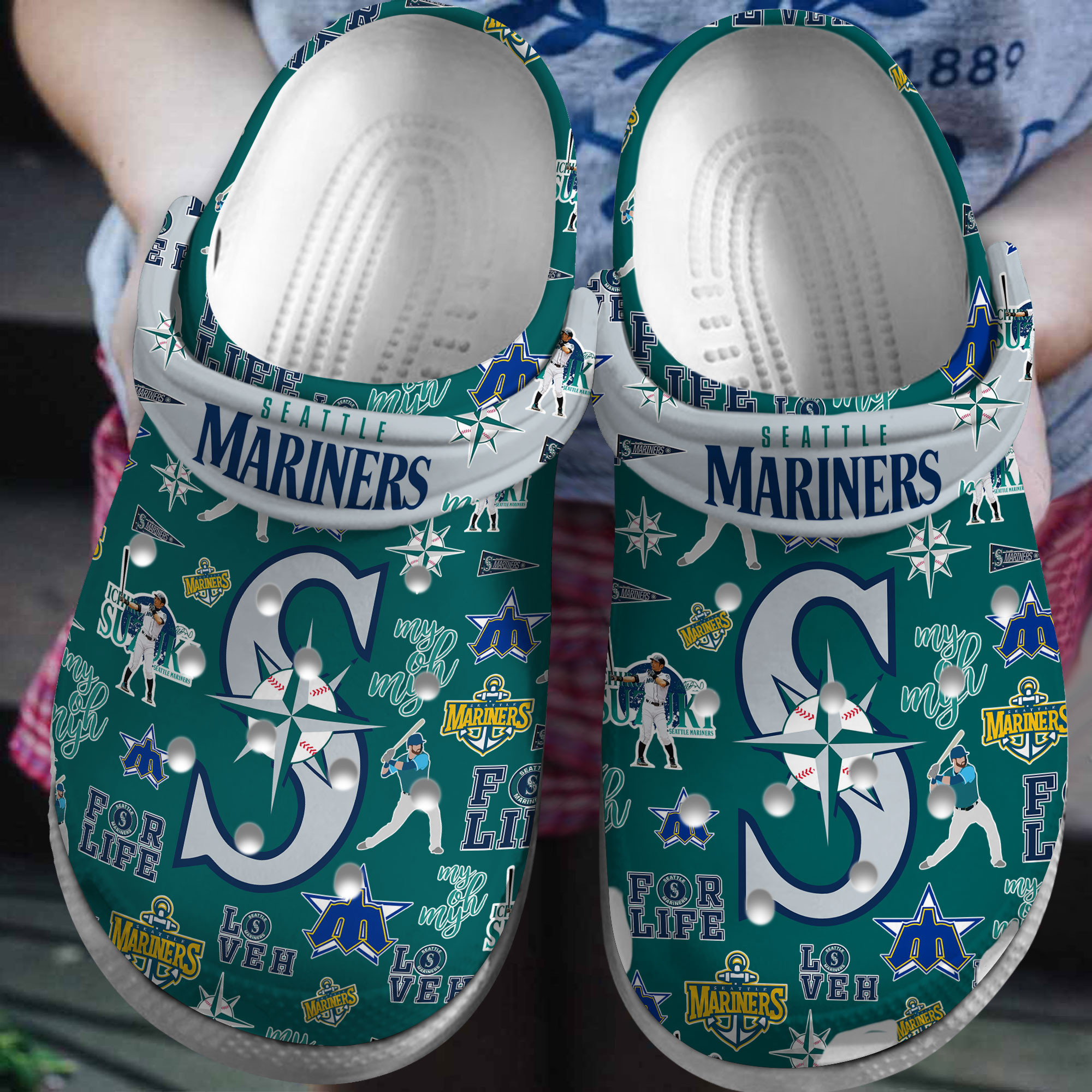 Footwearmerch Seattle Mariners MLB Sport Crocs Crocband Clogs Shoes Comfortable For Men Women and Kids