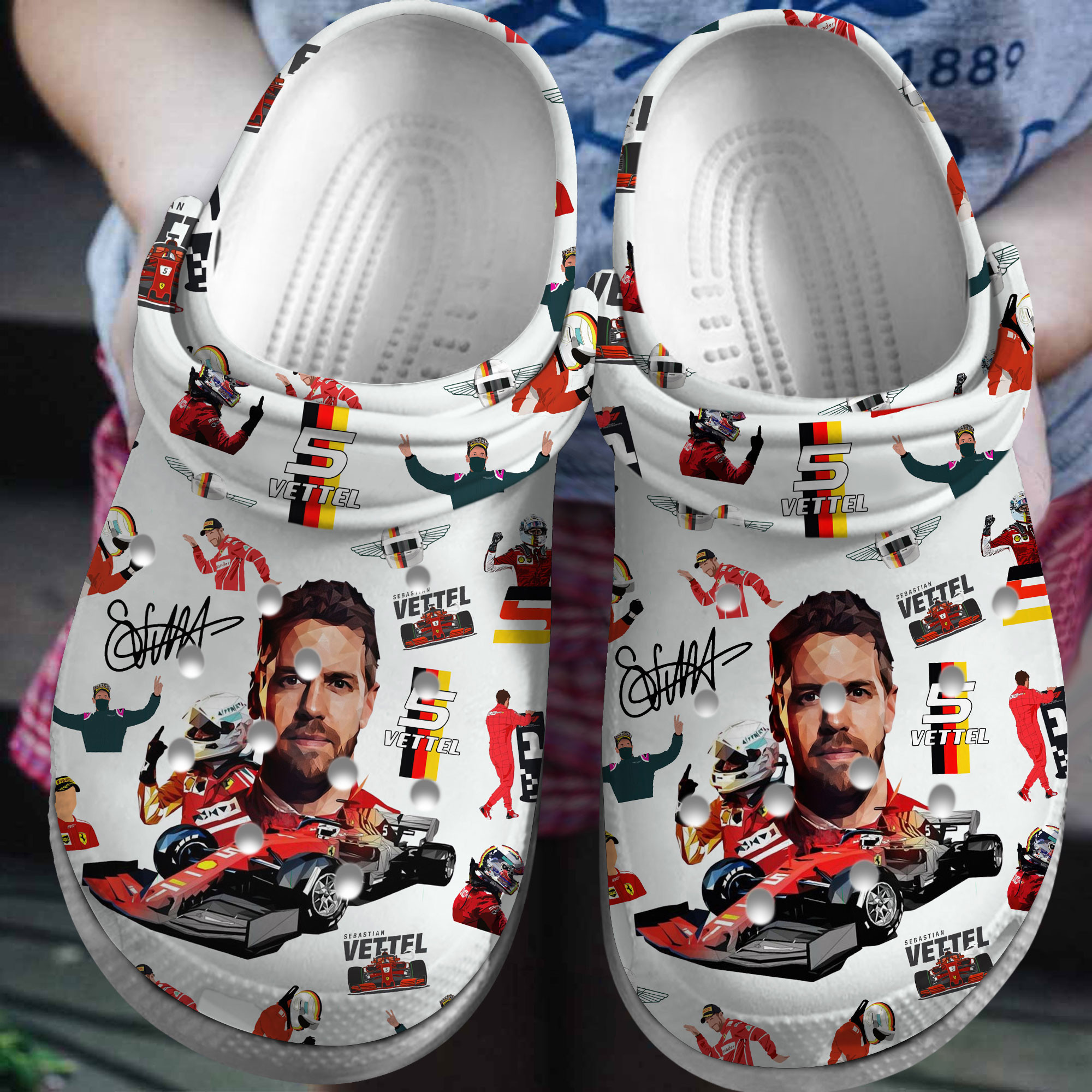 Footwearmerch Sebastian Vettel F1 Sport Crocs Crocband Clogs Shoes Comfortable For Men Women and Kids