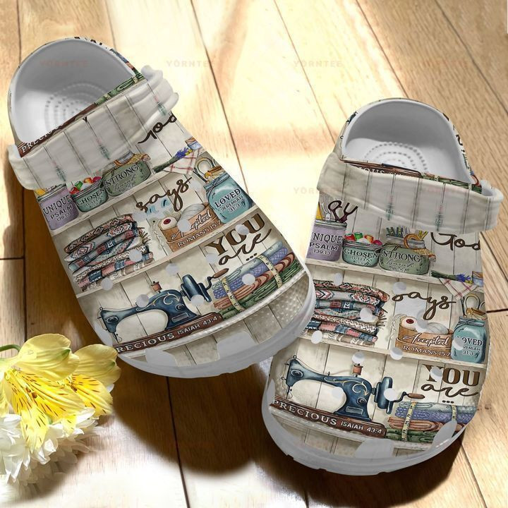 Footwearmerch Sewing Lovers Floral Bible Verse Gift For Lover Rubber clog Shoes Comfy Footwear