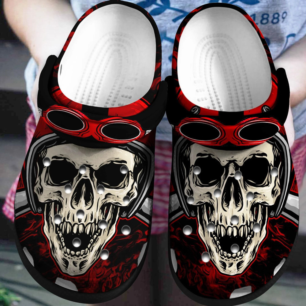 Footwearmerch Skull And Sun Glasses A124 Gift For Lover Rubber clog Shoes Comfy Footwear