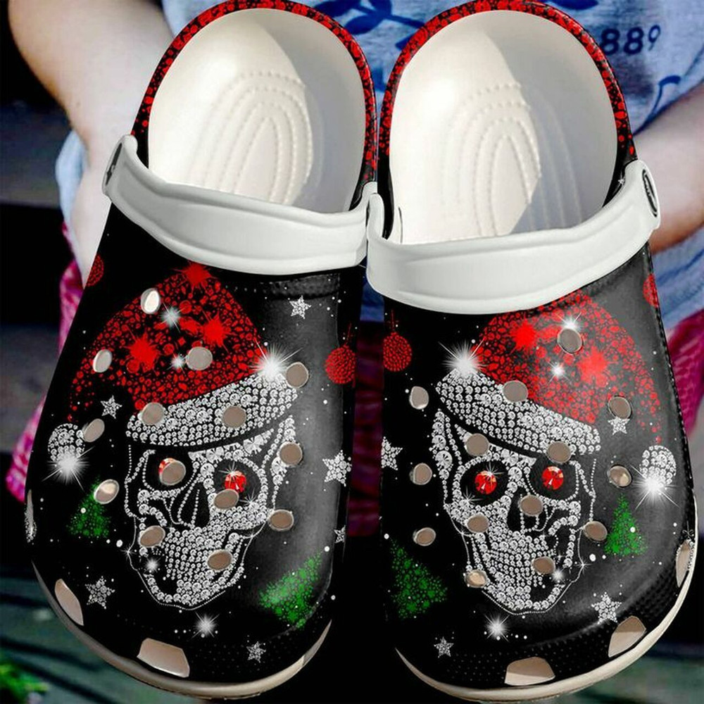 Footwearmerch Skull Shiny Christmas Bling Bling 102 Gift For Lover Rubber clog Shoes Comfy Footwear