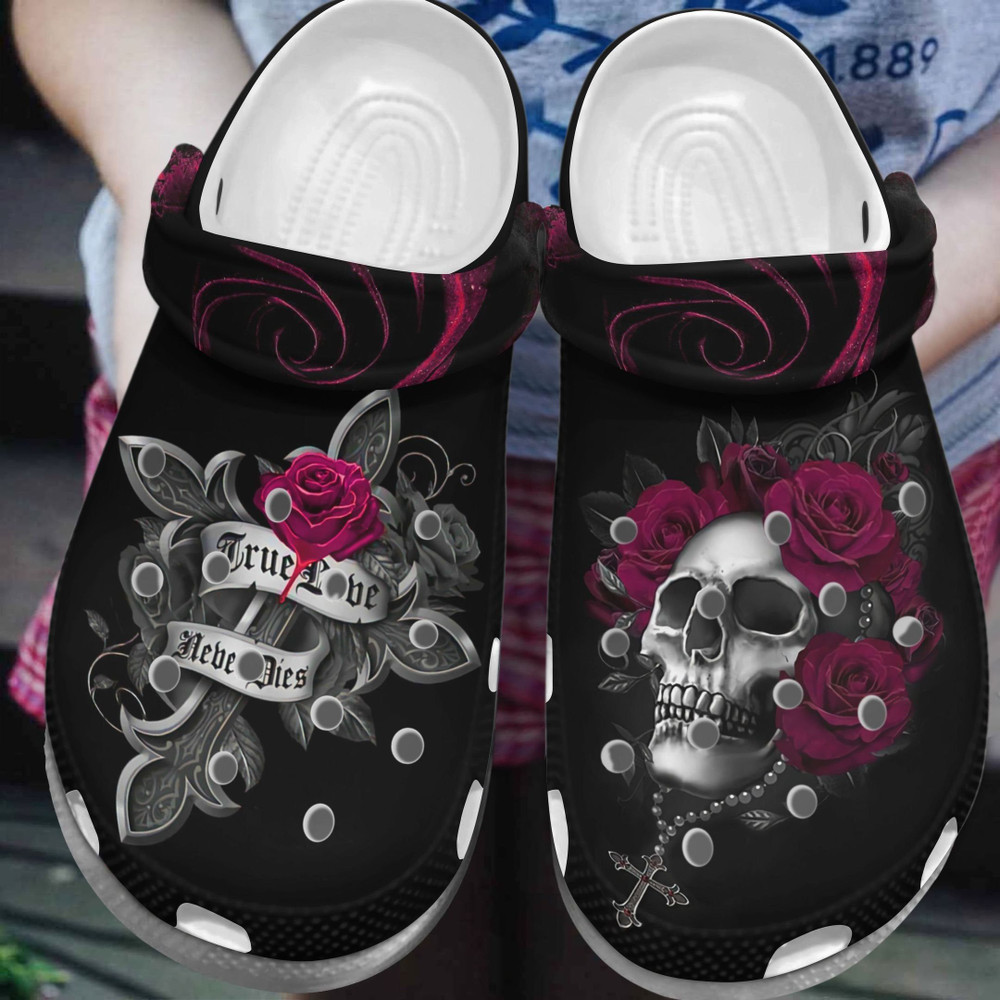 Footwearmerch Skull True Lover Never Dies Rubber clog Shoes Comfy Footwear