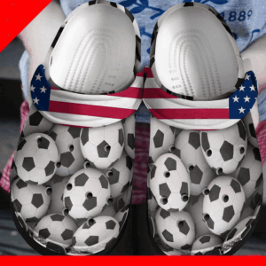 Footwearmerch Soccer Pattern American Flag Rubber clog Shoes Comfy Footwear