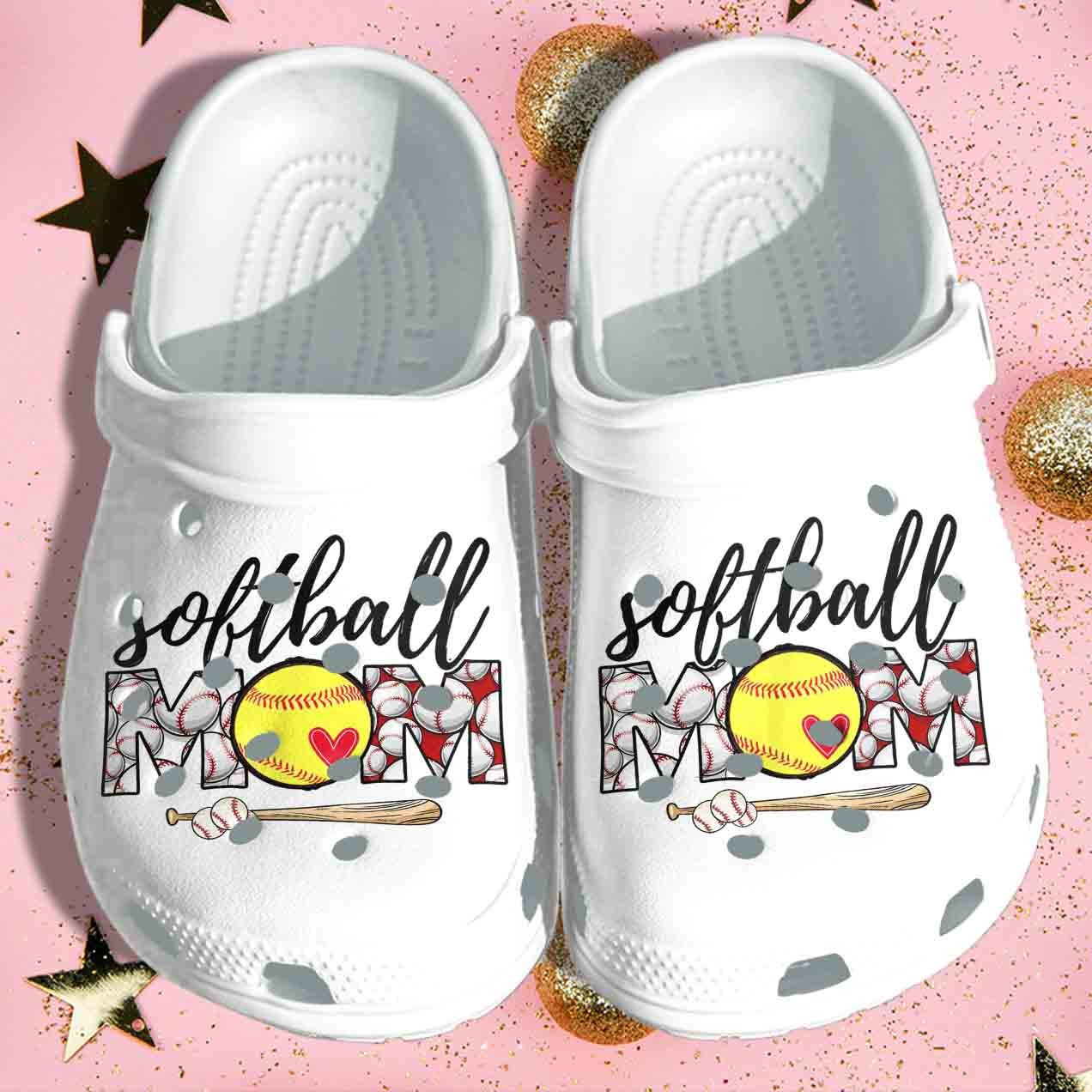 Footwearmerch Softball Mom Shoes Clogs Birthday Gift For Daughter Son