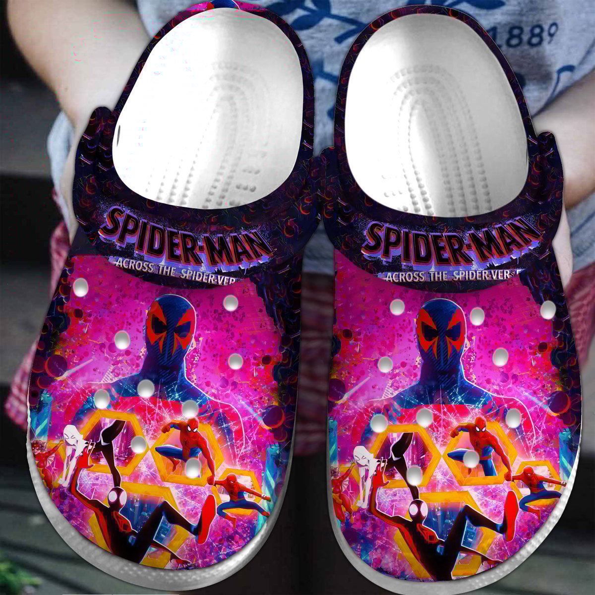 Footwearmerch Spider Man Across The Spider Verse Cartoon Crocs Crocband Clogs Shoes Comfortable For Men Women and Kids