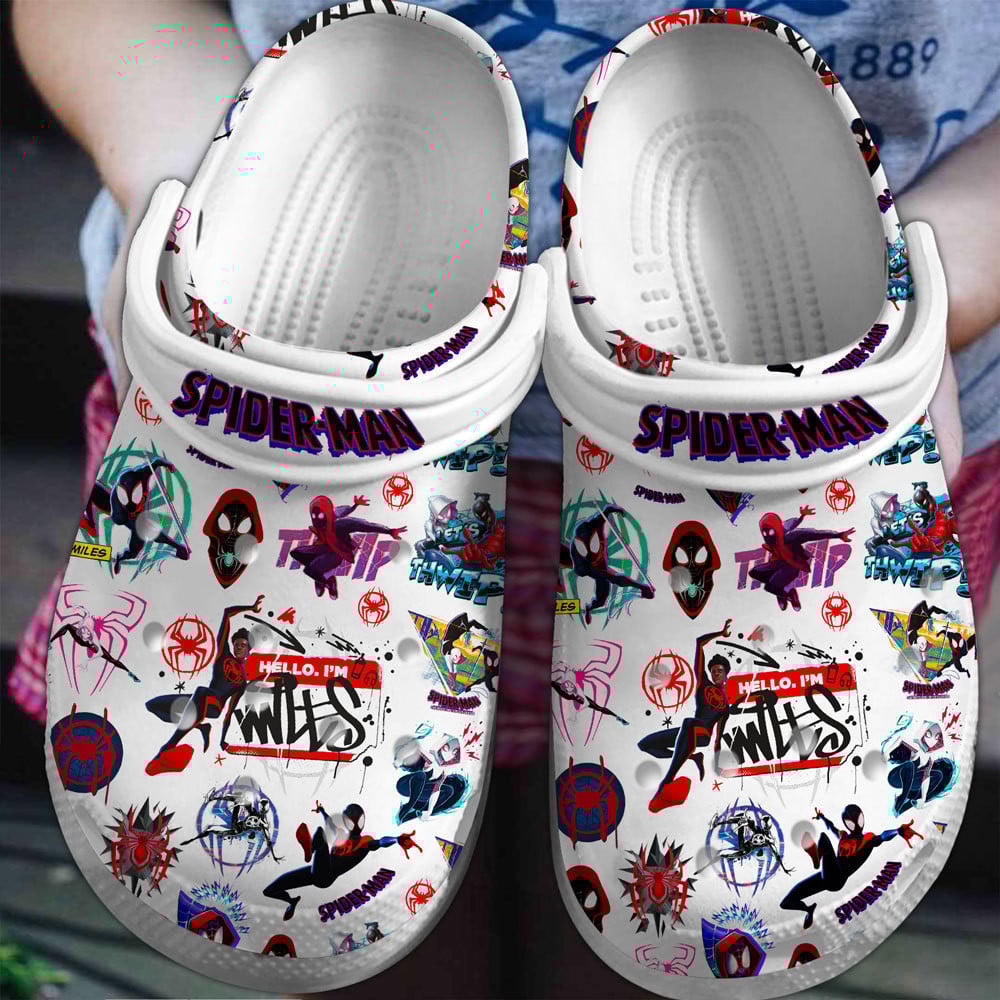 Footwearmerch Spider Man Across the Spider-Verse Movie Crocs Crocband Shoes Clogs For Men Women and Kids