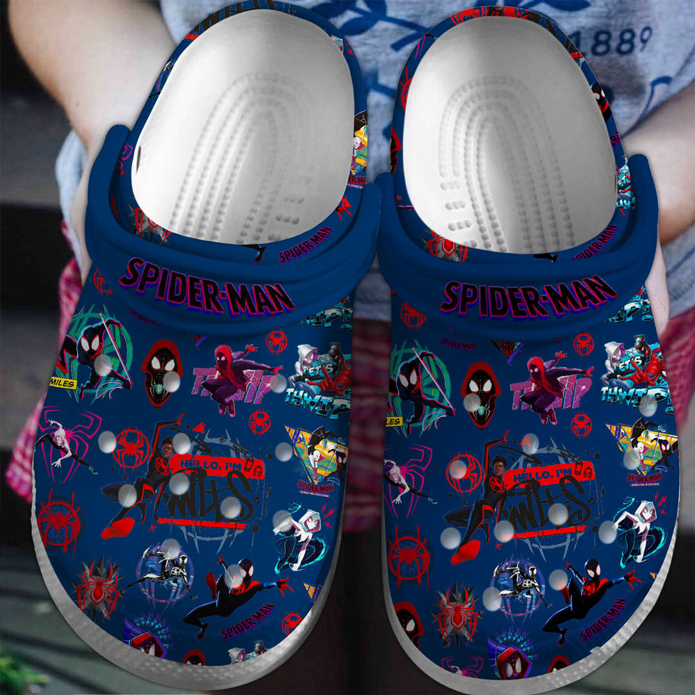 Footwearmerch Spider Man Across the Spider-Verse Movie Crocs Crocband Clogs For Men Women and Kids