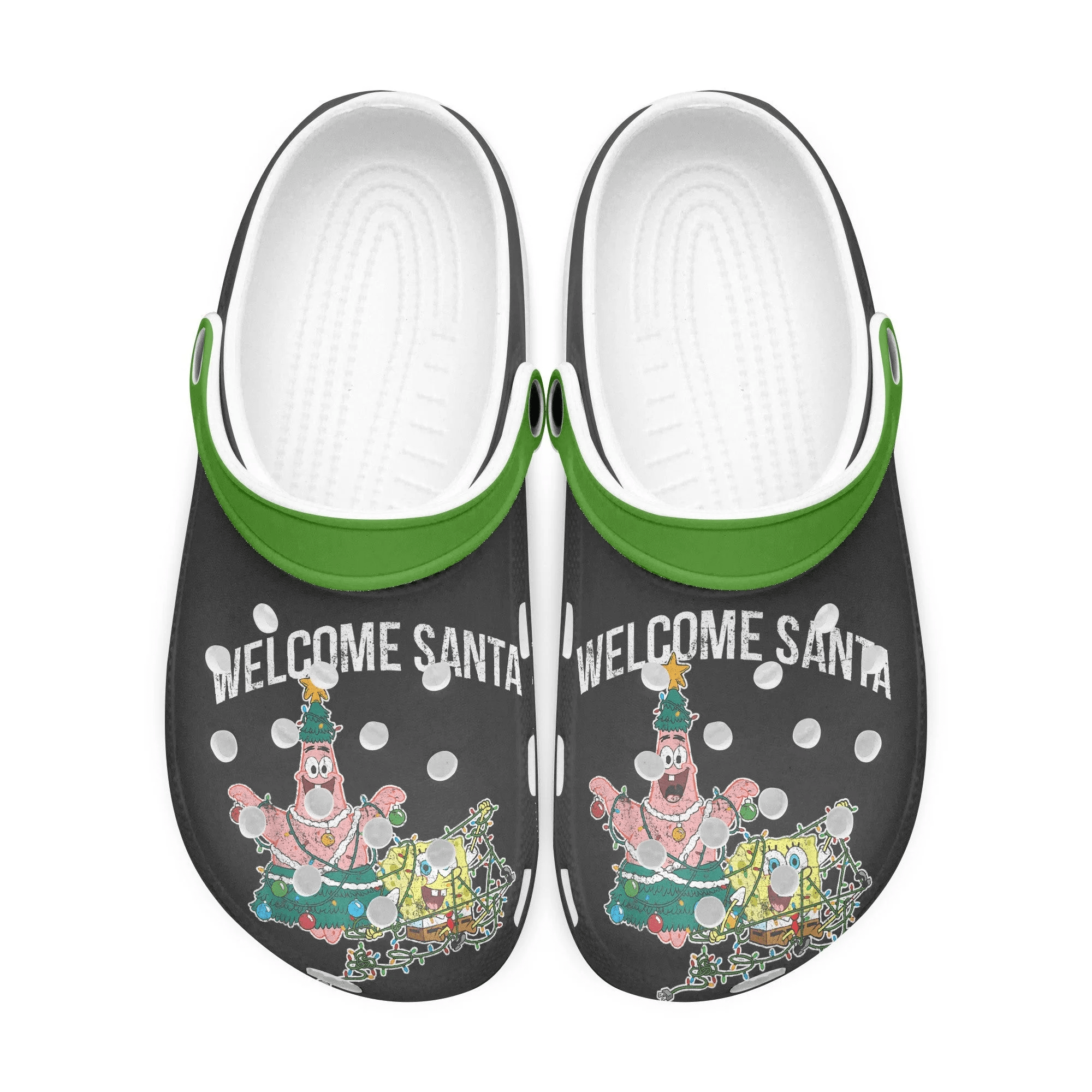 Footwearmerch Spongebob Squarepants Patrick Star Welcome Santa Christmas shoes Crocs Crocband Clogs Shoes For Men Women
