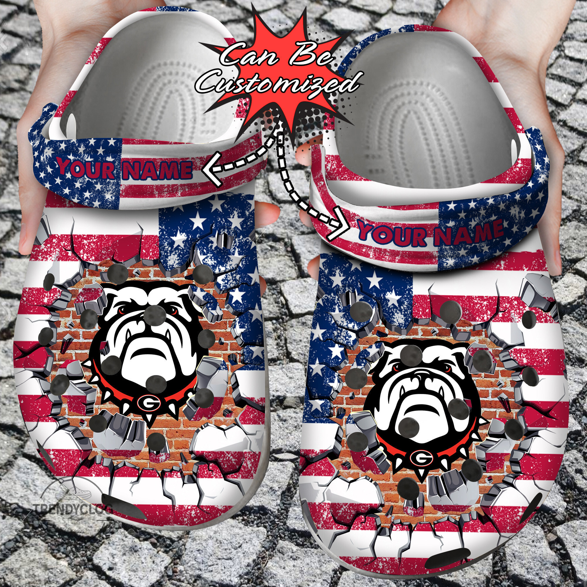 Footwearmerch Sport Personalized GBulldogs University American Flag New Clog Shoes